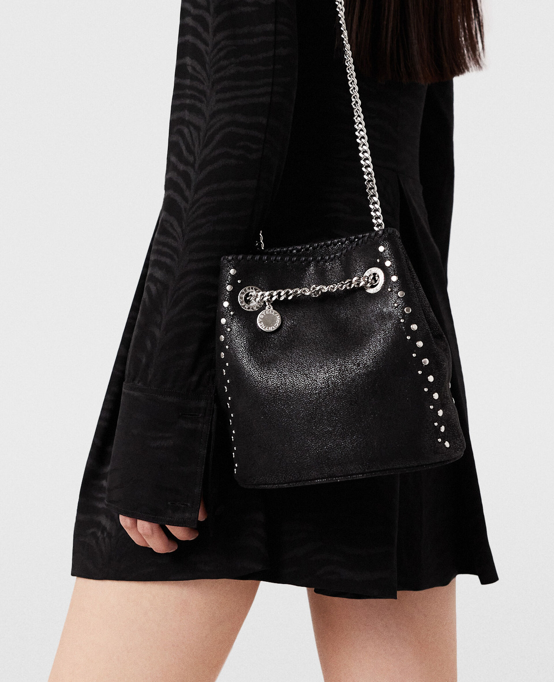 Falabella Studded Bucket Bag-Black-model