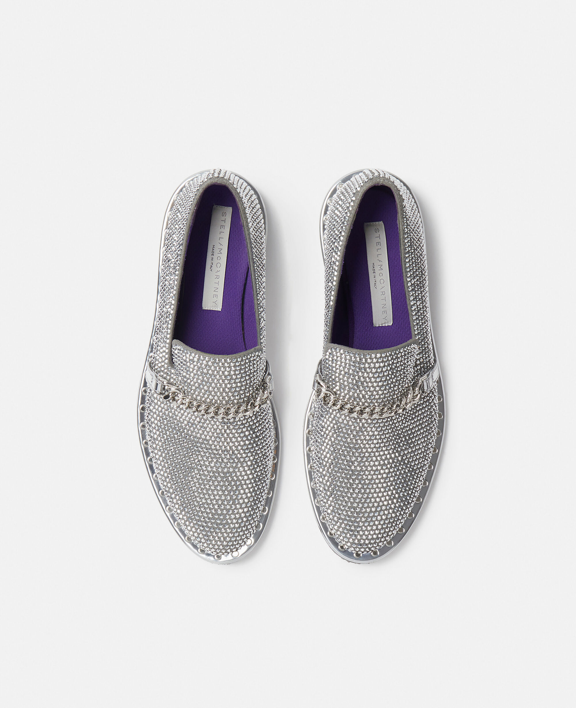 Women Silver Falabella Crystal Loafers | Stella McCartney US