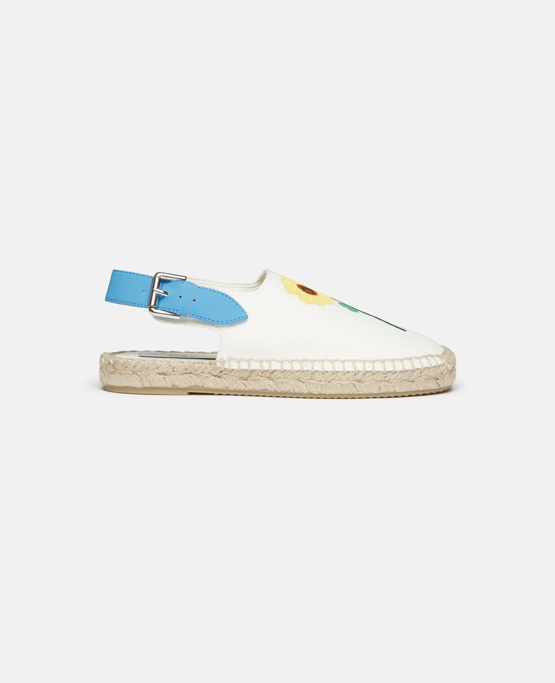 Flower Embroidered Canvas Espadrilles-White-large image number 0