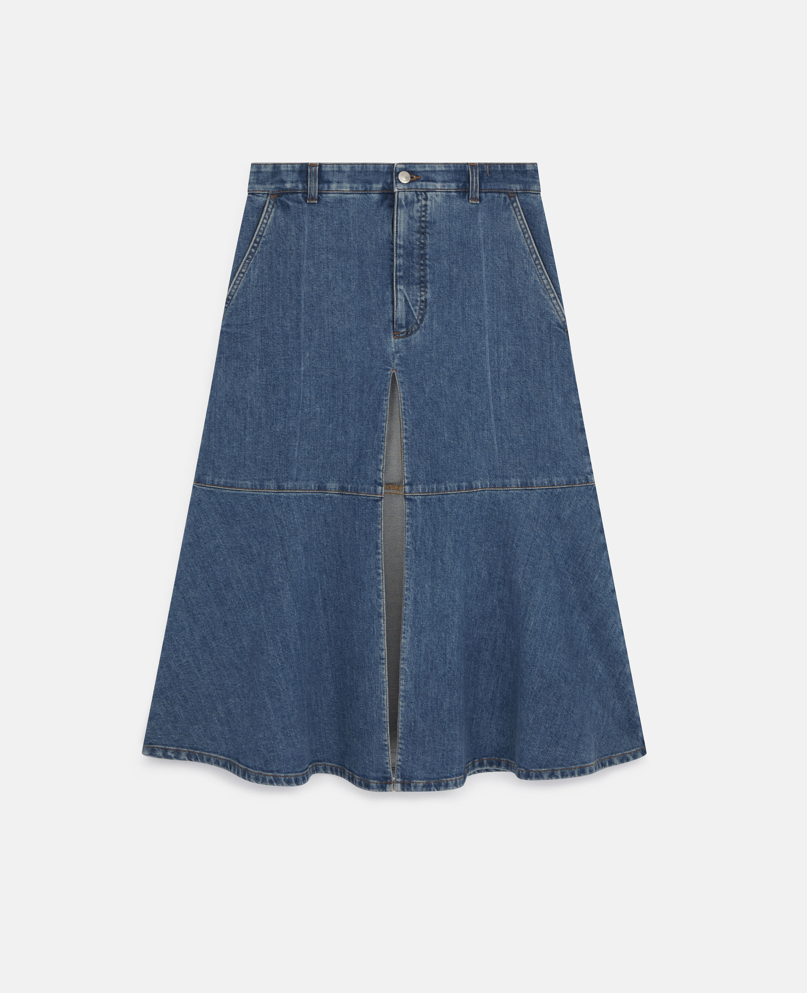 flared blue jean skirt