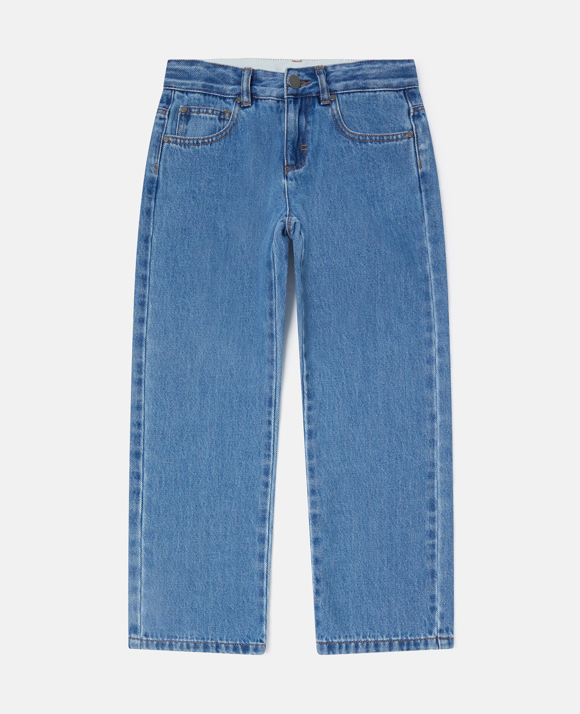 Straight-Leg Denim Jeans-Blue-medium