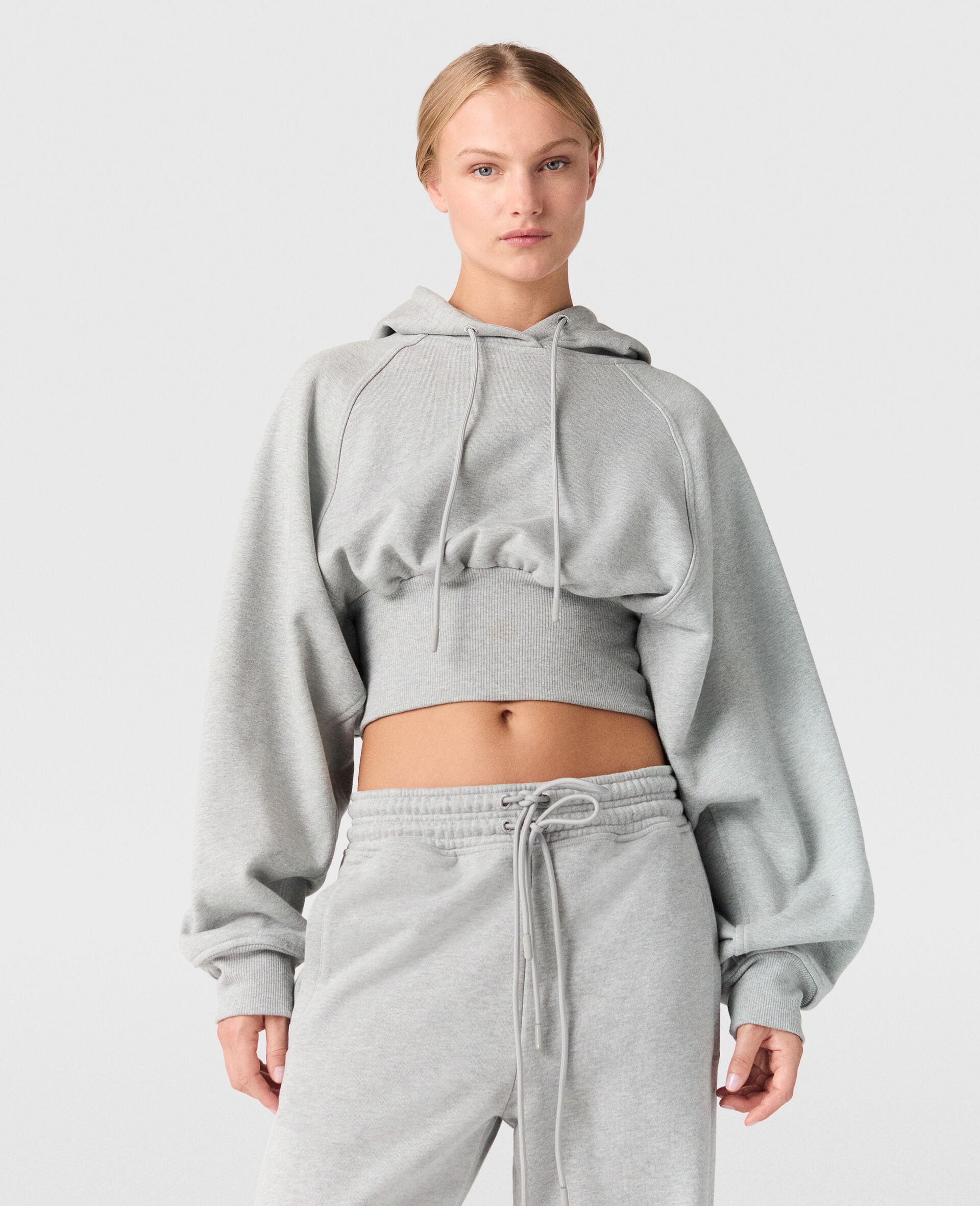 TrueLife Cropped Hoodie-Grey-model