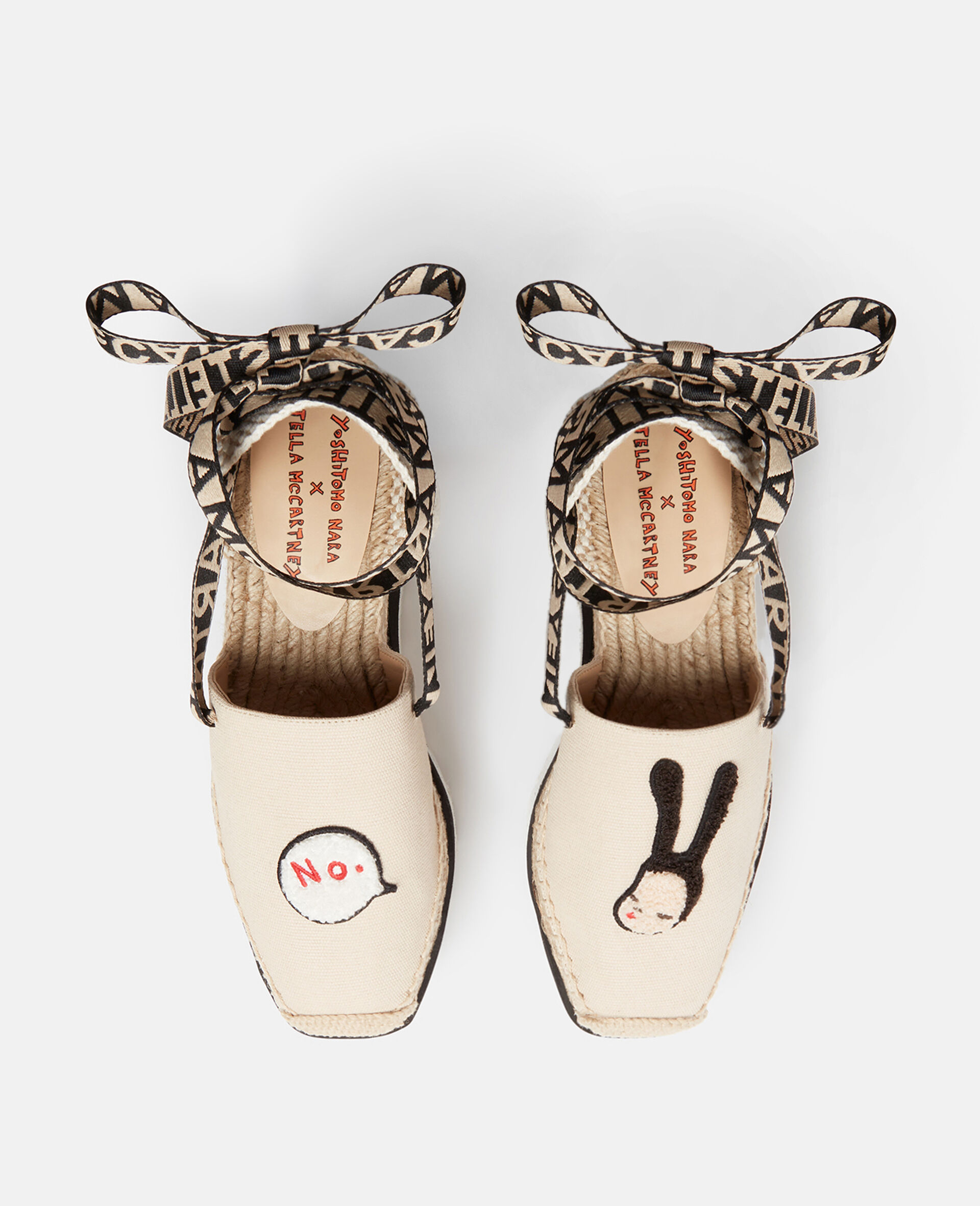 Gaia Little Black Bunny Embroidery Canvas Espadrilles-White-large image number 3
