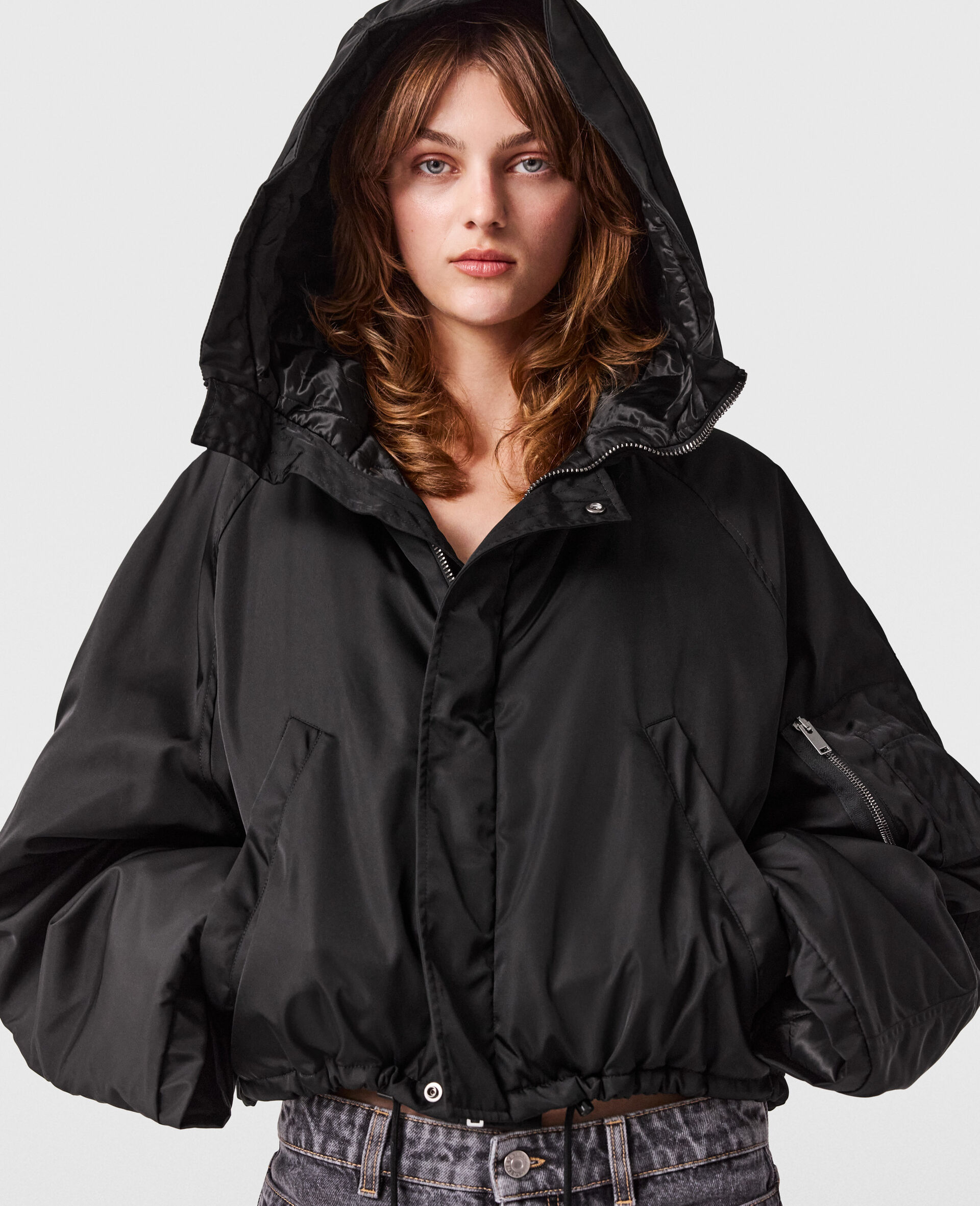 High-Neck Long-Sleeve Jacket-Black-large image number 6