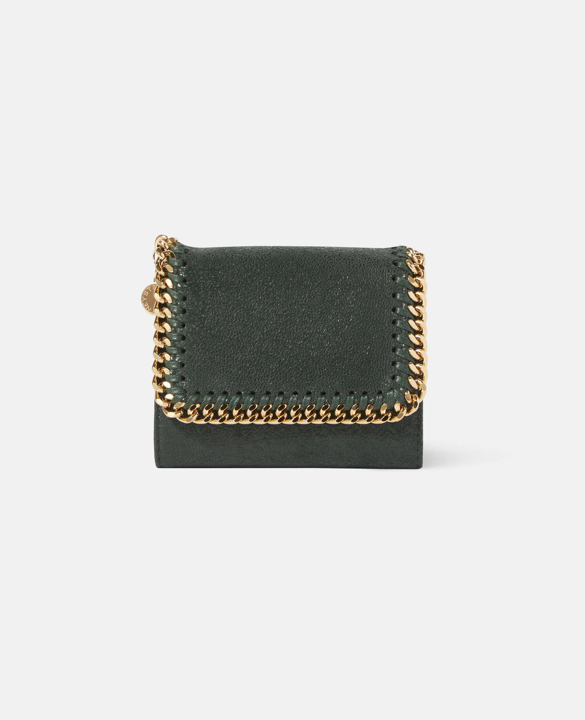 Stella Mccartney Falabella Small Flap Wallet In Pine Green