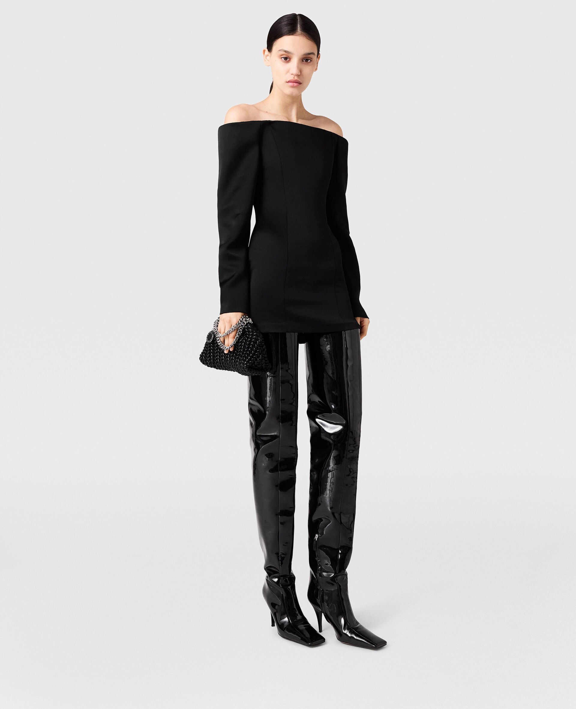 Off-Shoulder Long-Sleeve Mini Dress-Black-large Off-Shoulder Long-Sleeve Mini Dress-Black-large image number 4