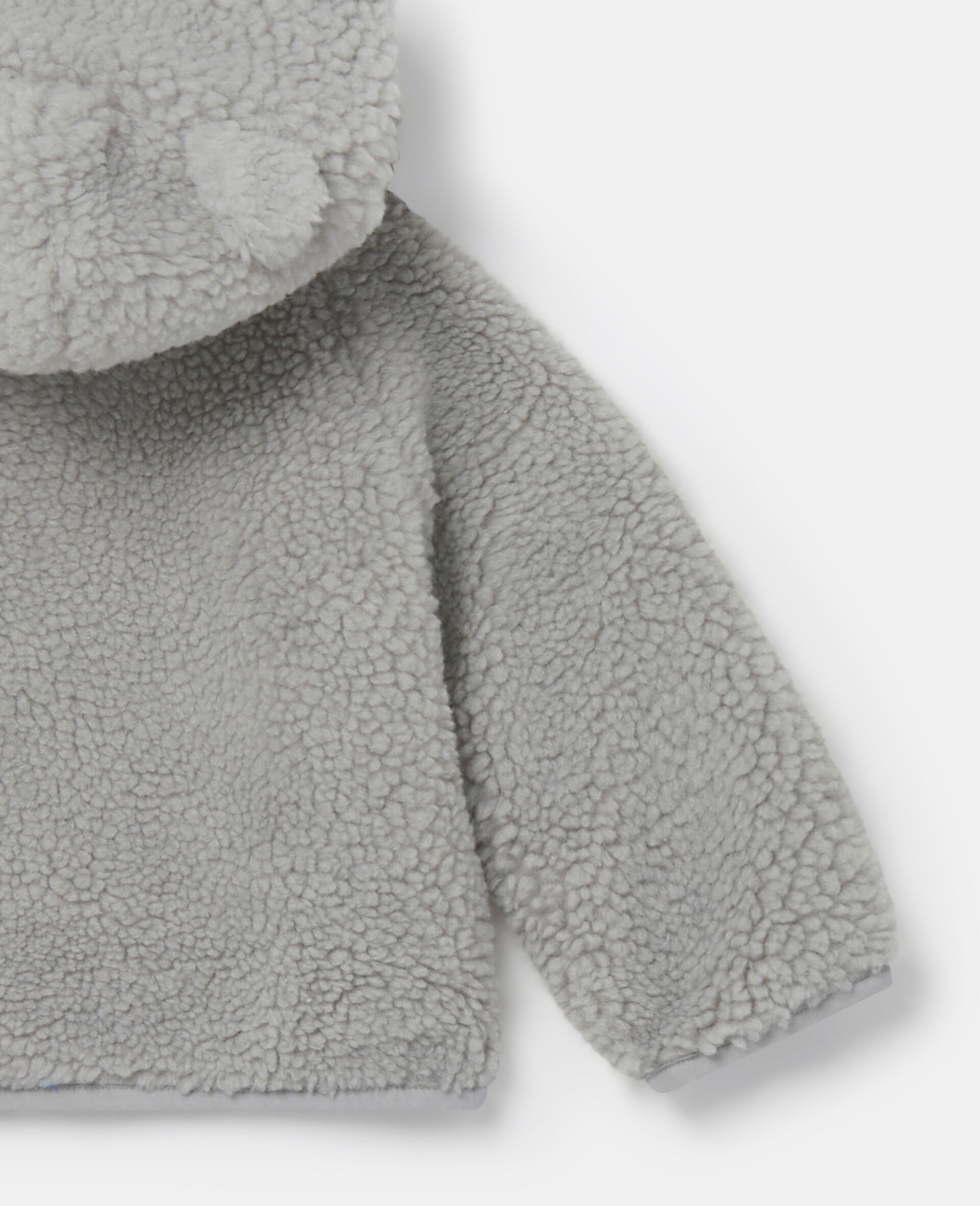 Bear Ear Hooded Fleece Jacket-Grey-large image number 3