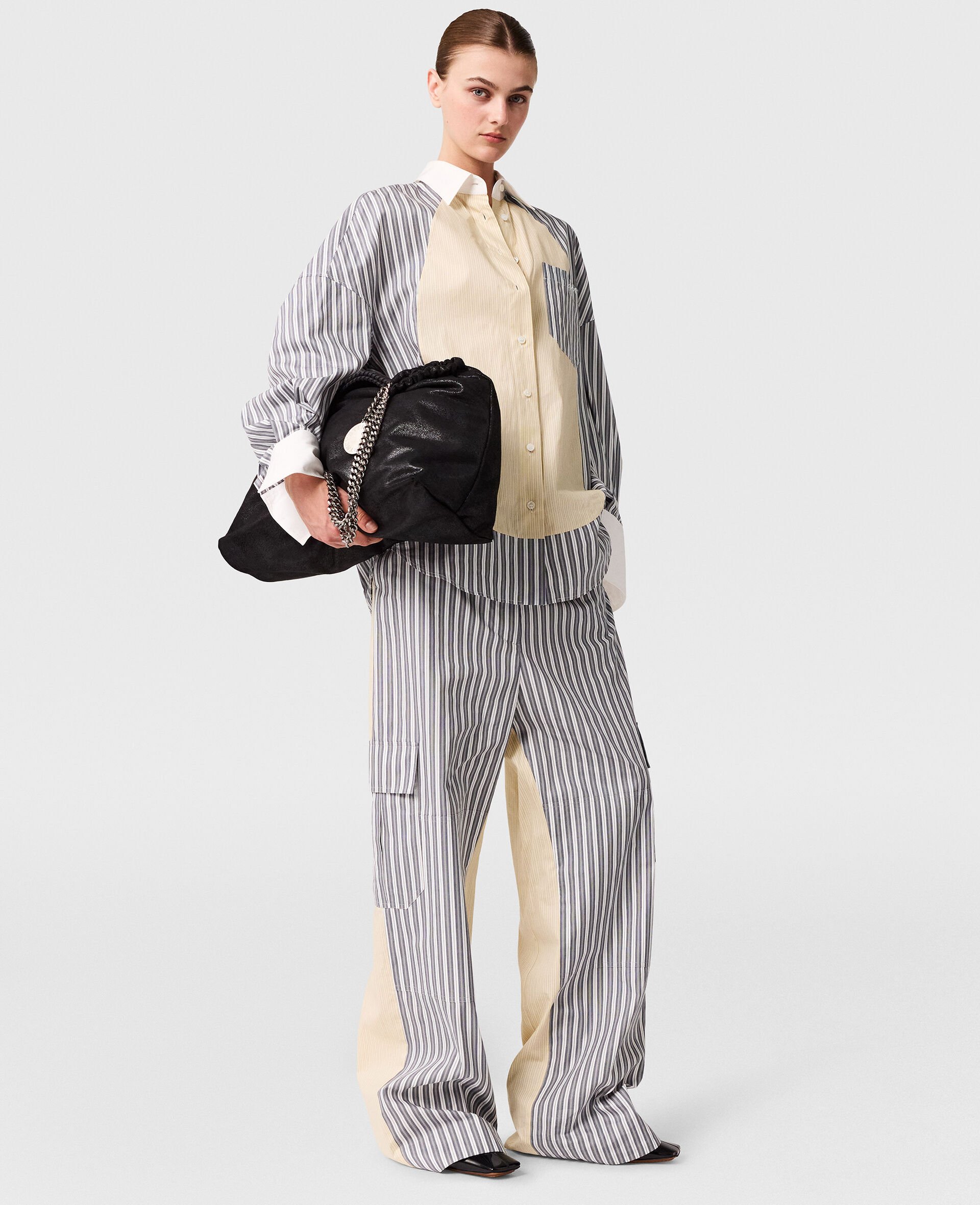 Oversized Mixed Stripe Shirt-Grey-large image number 5