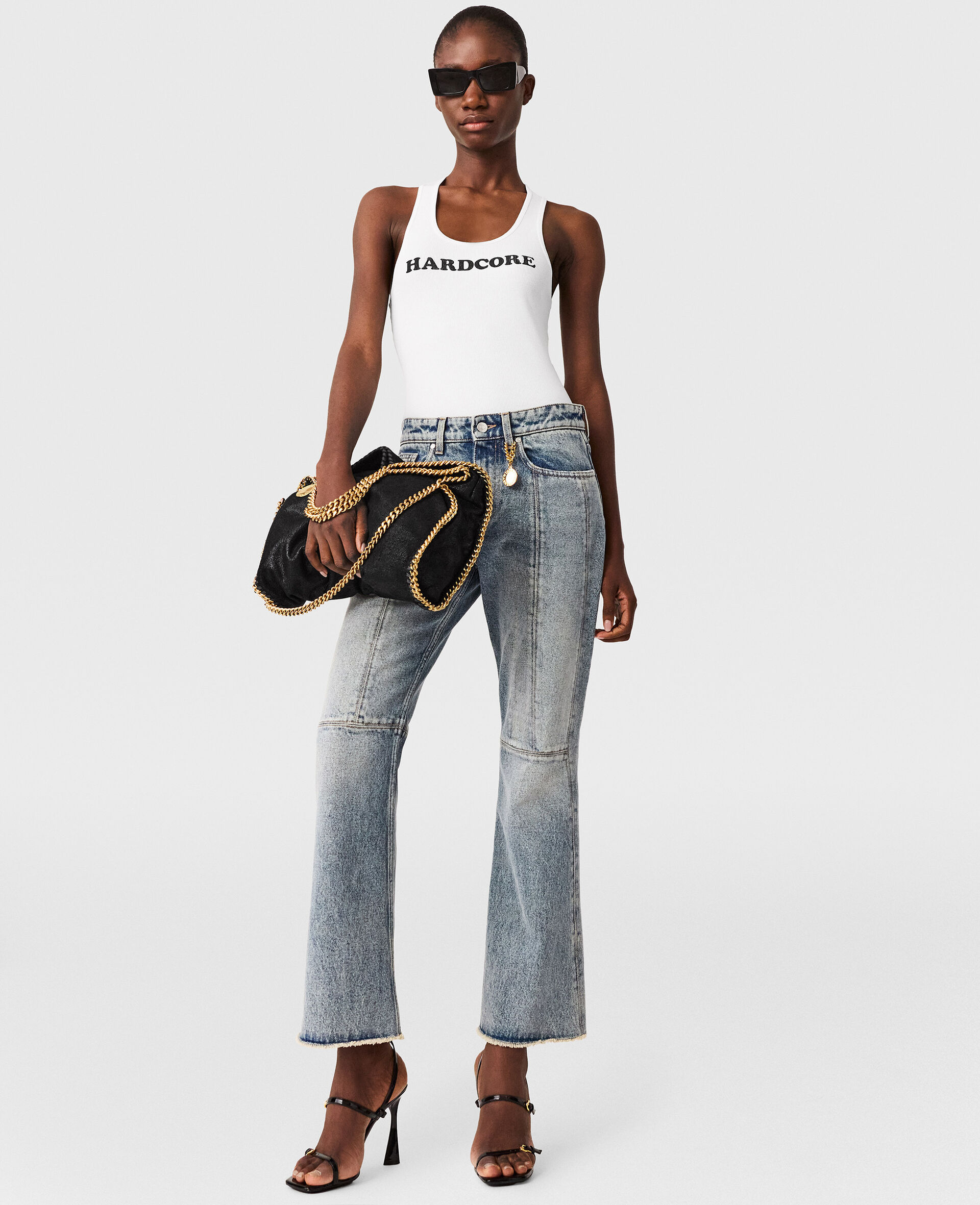 Vintage Wash Kick-Flare Jeans-Blue-medium