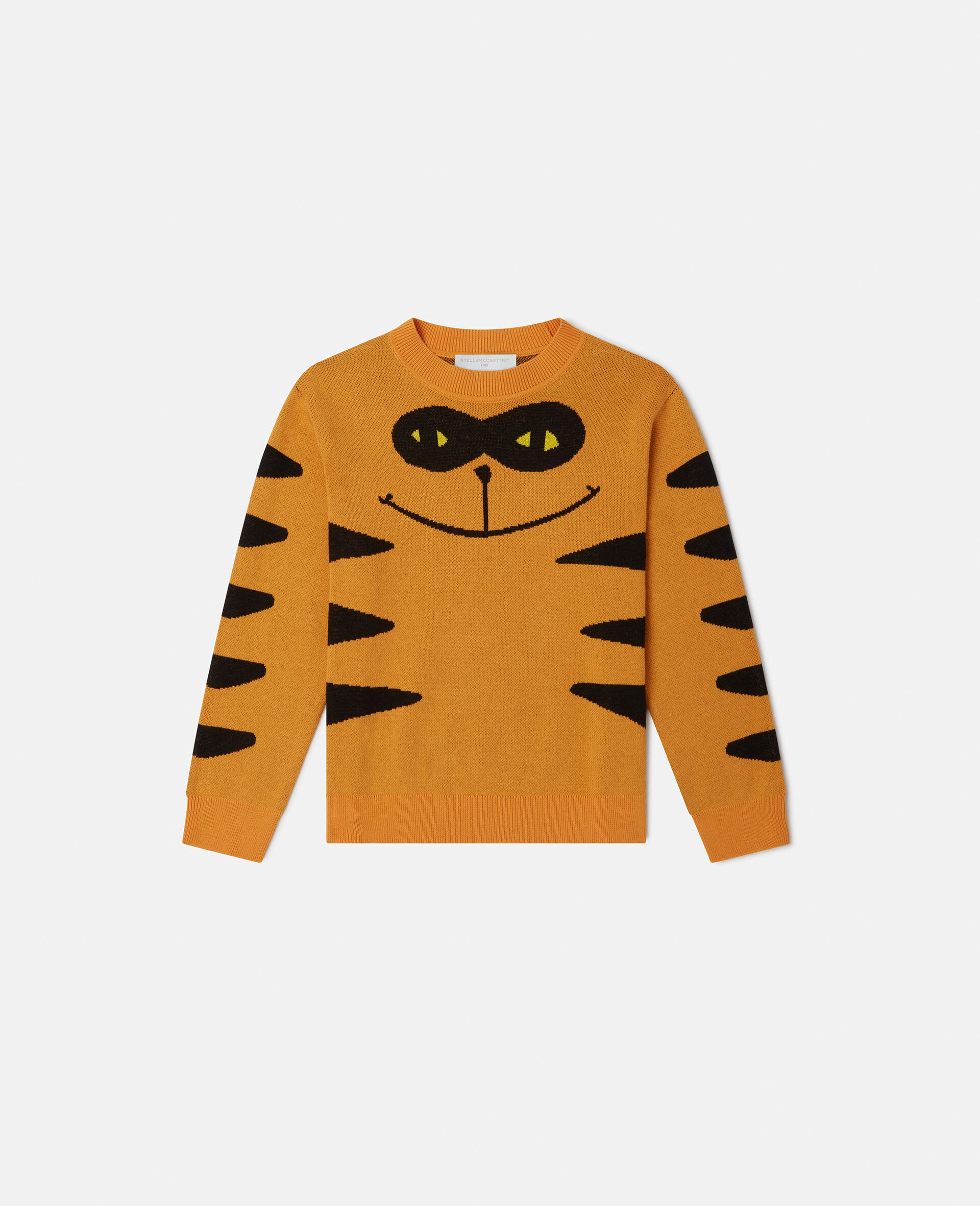 Cat Graphic Knitted Jumper-Orange-large Cat Graphic Knitted Jumper-Orange-large image number 0