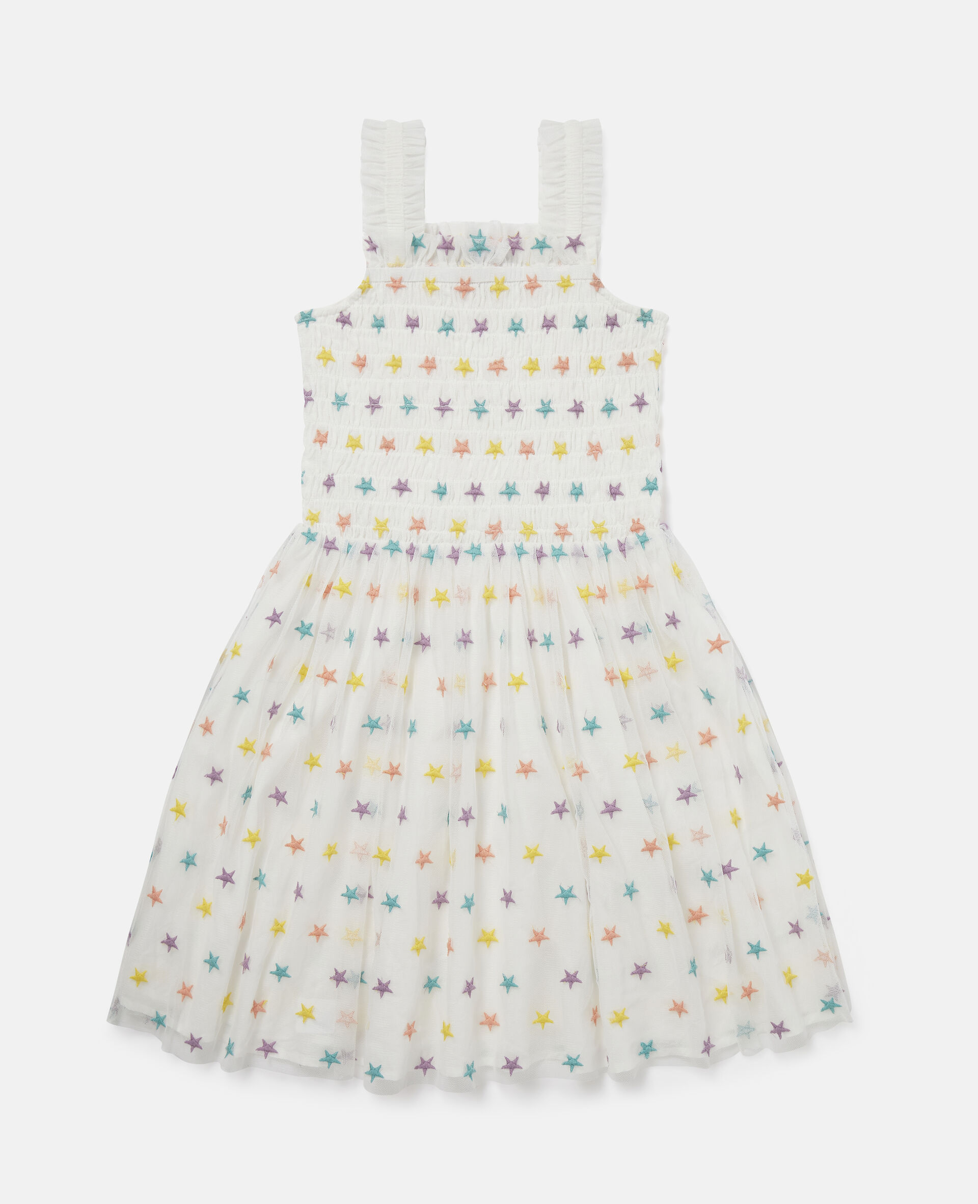 Star Embroidered Tulle Dress-White-large image number 0
