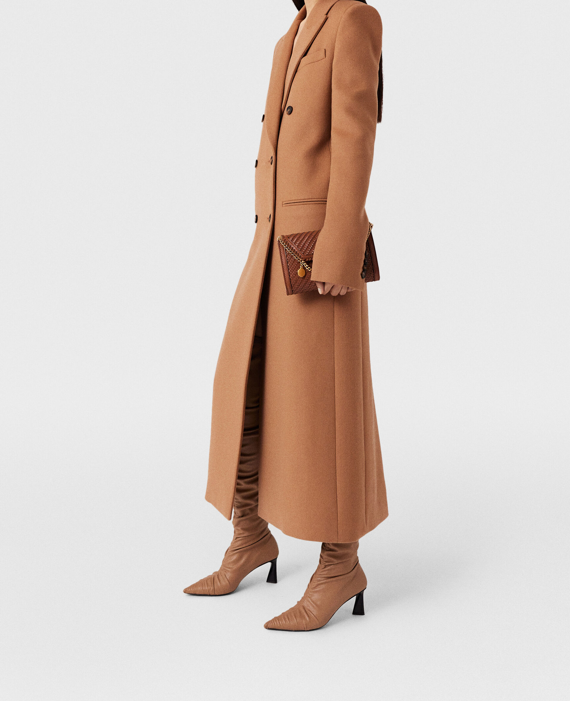 Double Breasted Longline Coat-Beige-large image number 2