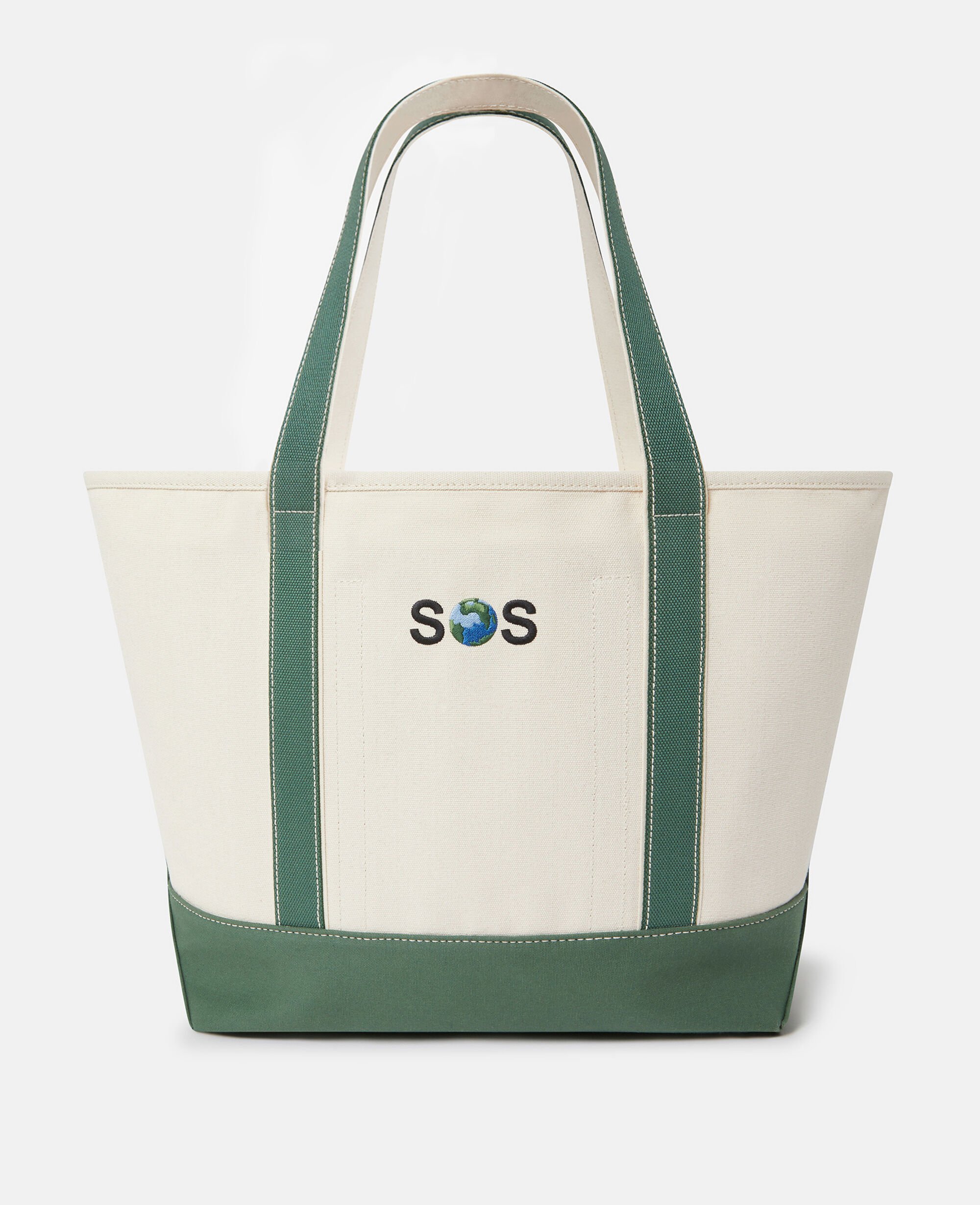 Women Dune beige Amazon green SOS Embroidered Large Tote Bag Stella McCartney SG