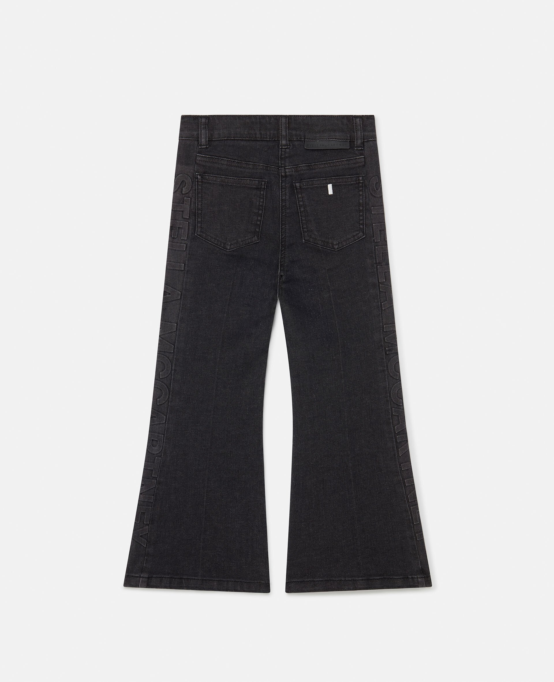 Flared Denim Jeans-Black-large image number 2