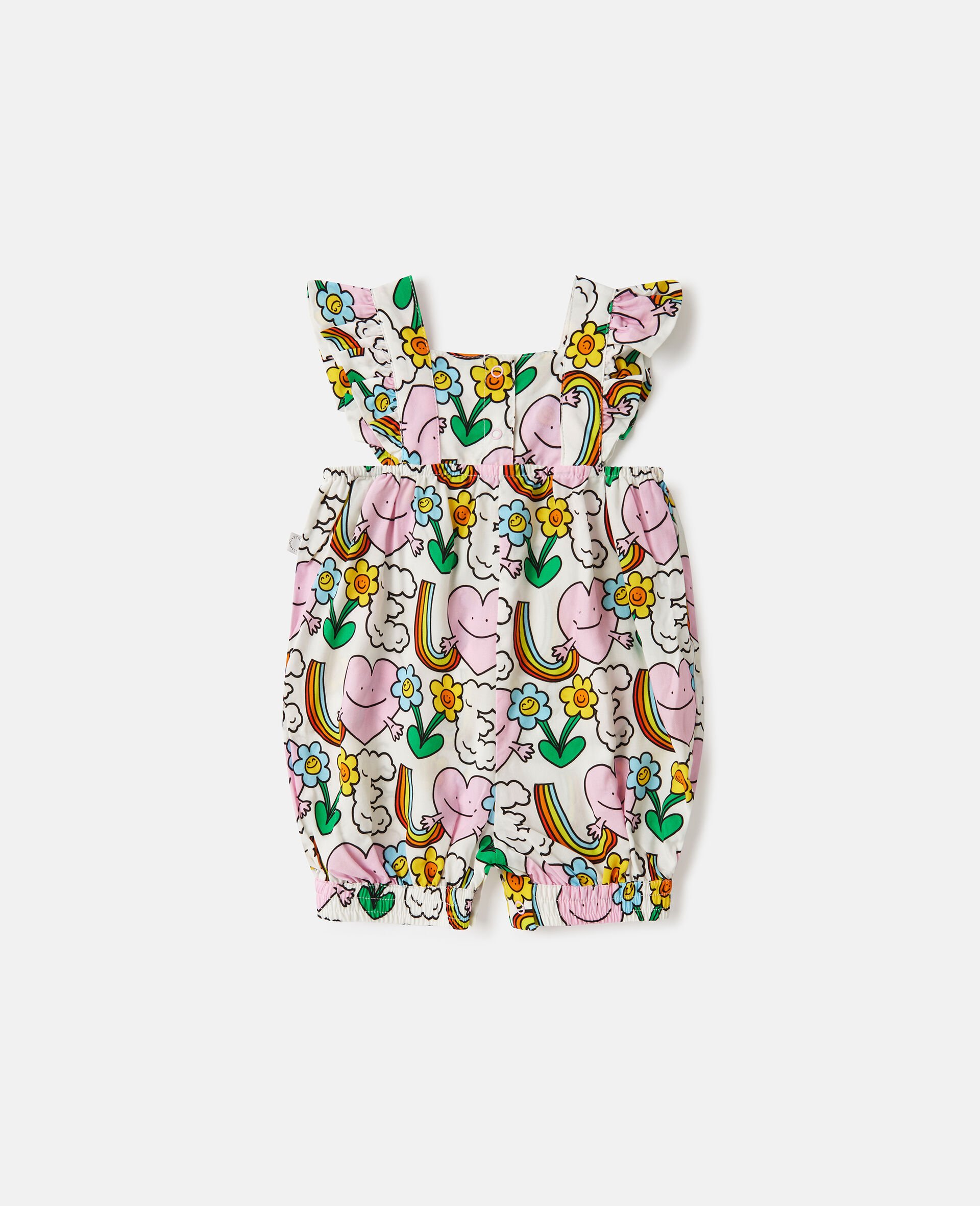 Earth Friends Print Frilled Strap Romper-White-medium