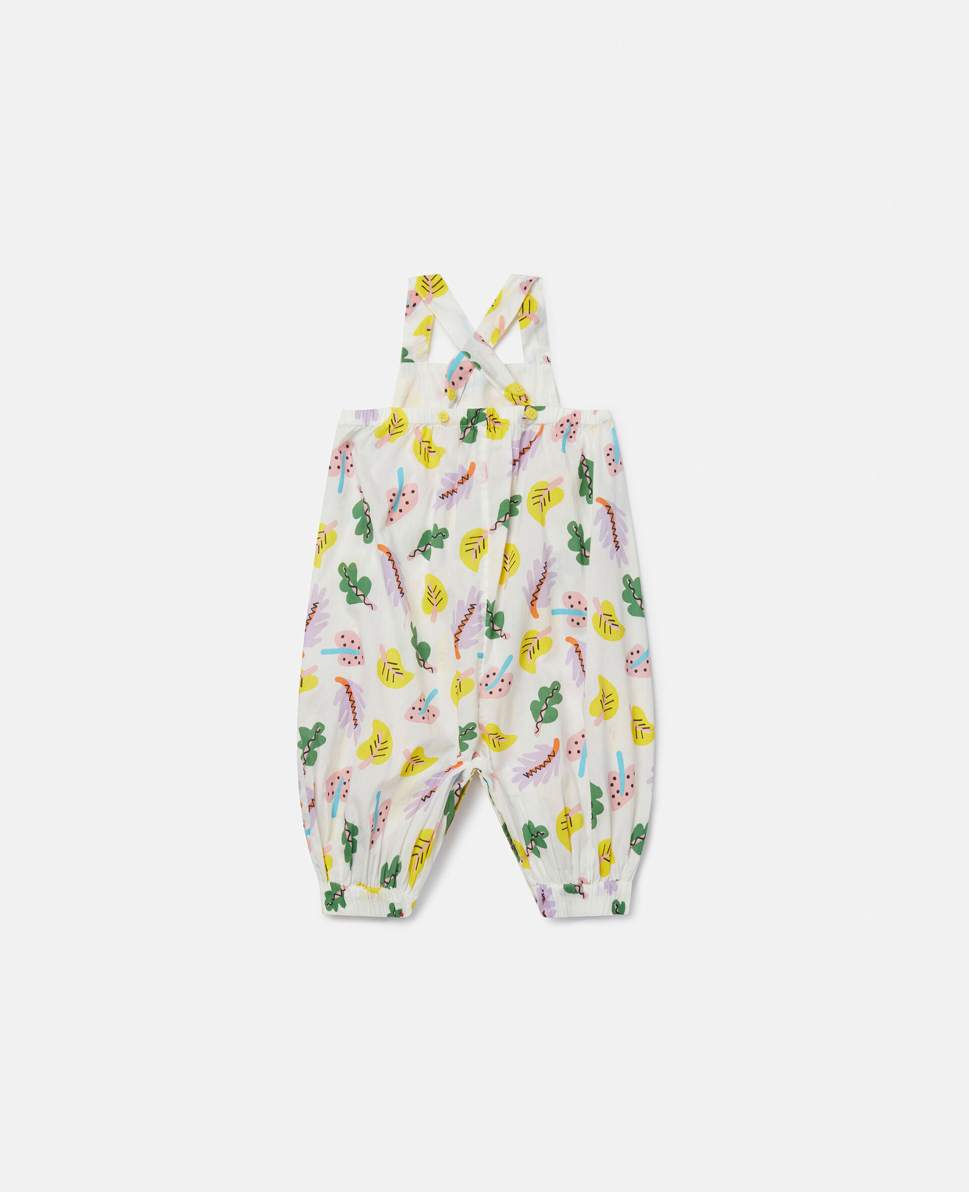 Baby Palm Leaf Print Jumpsuit-White-large image number 2