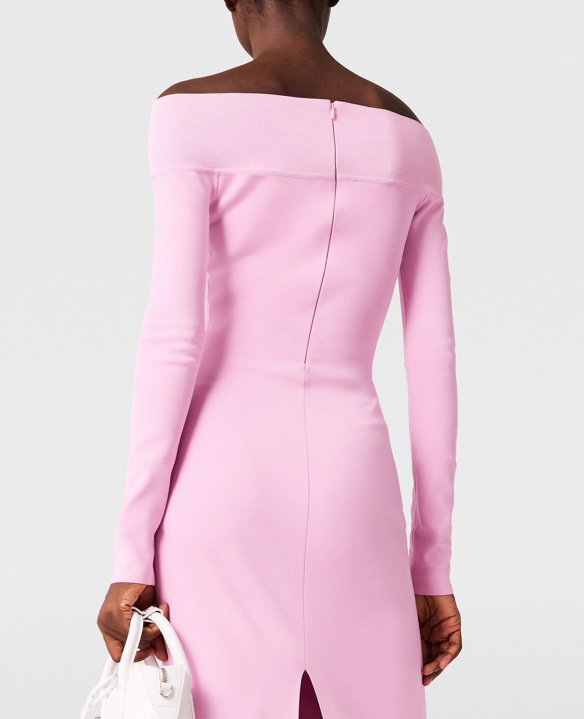 Compact Knit Long Sleeve Dress-Pink-large image number 4