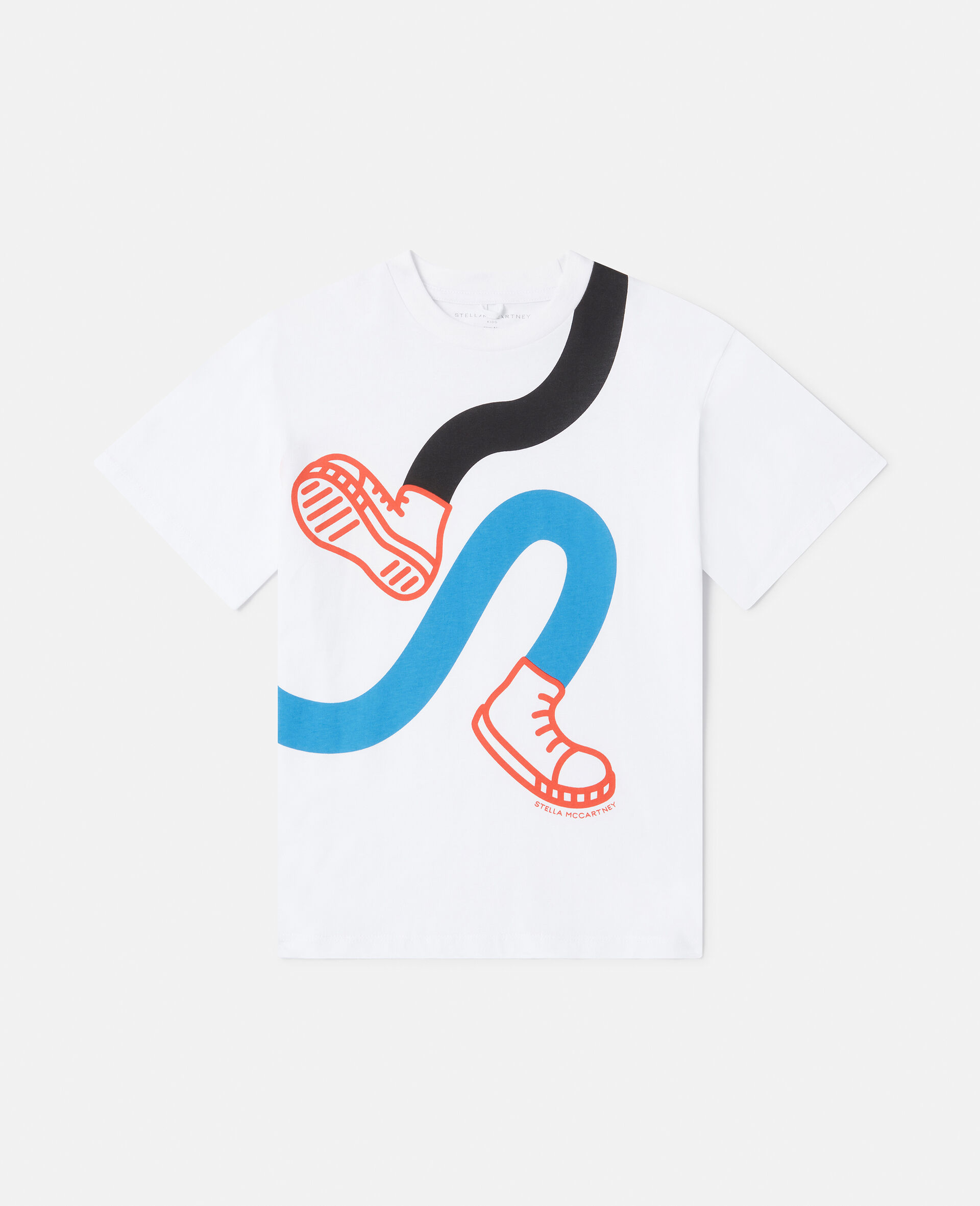 Dancing Leg Print Oversized T-Shirt-White-large image number 0