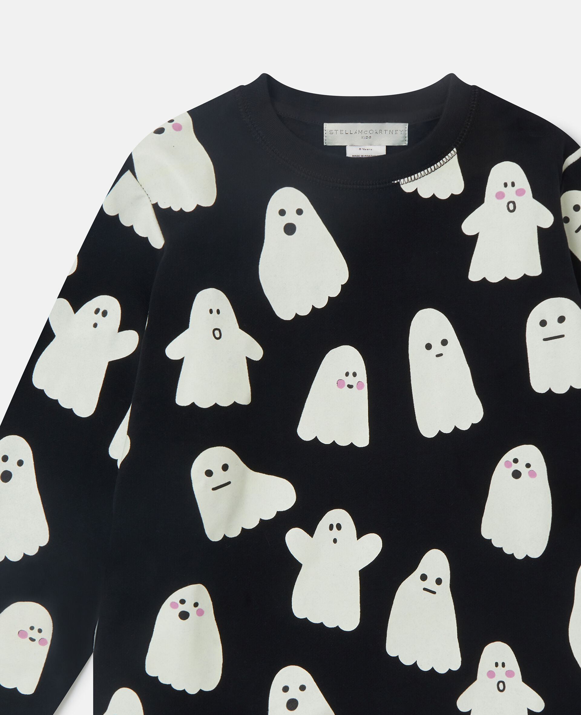 Ghost Print Crewneck Sweatshirt-Black-medium