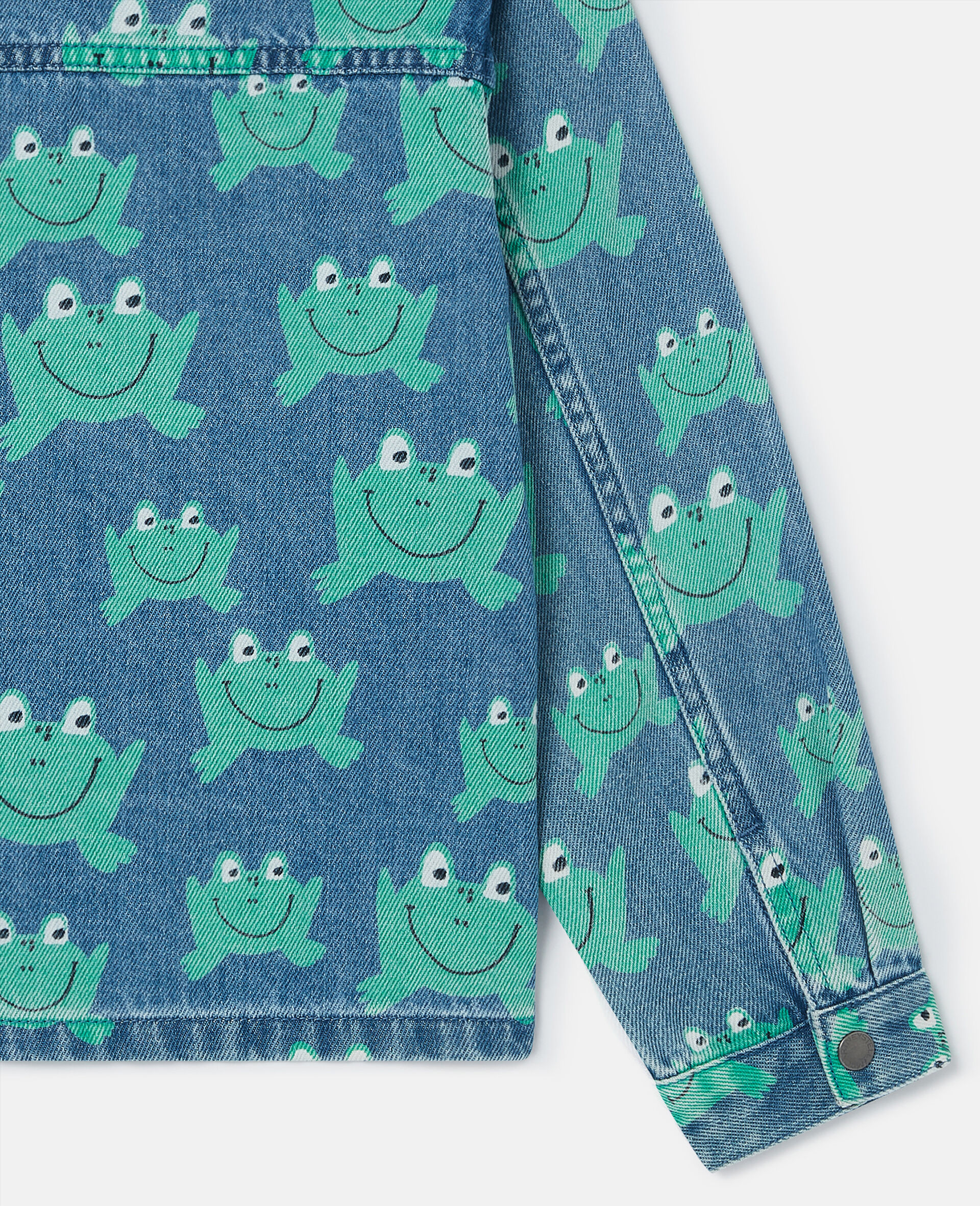 Frog Print Denim Jacket-Blue-large Frog Print Denim Jacket-Blue-large image number 3