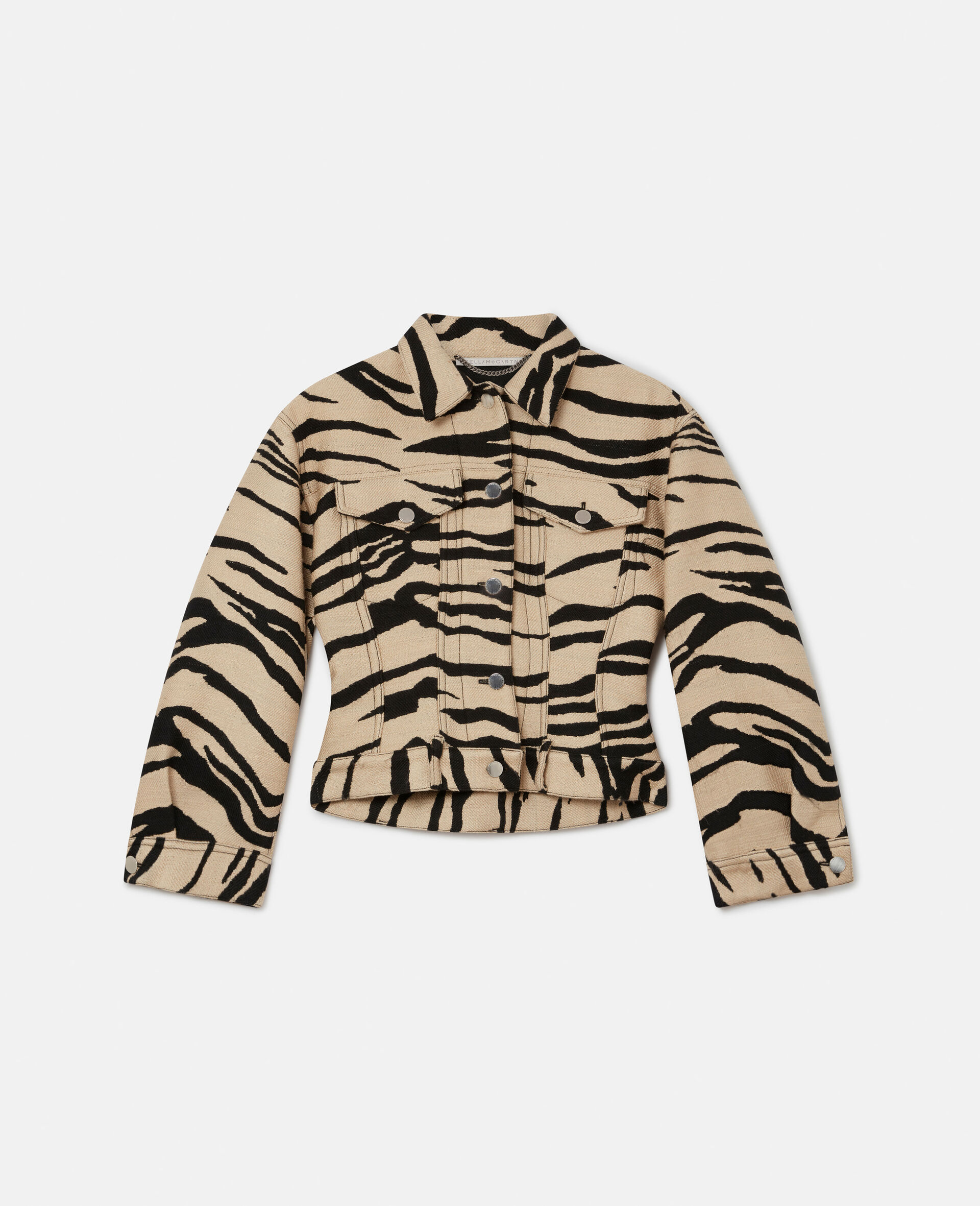 Tiger Print Jacquard Utility Jacket-Beige-large image number 0