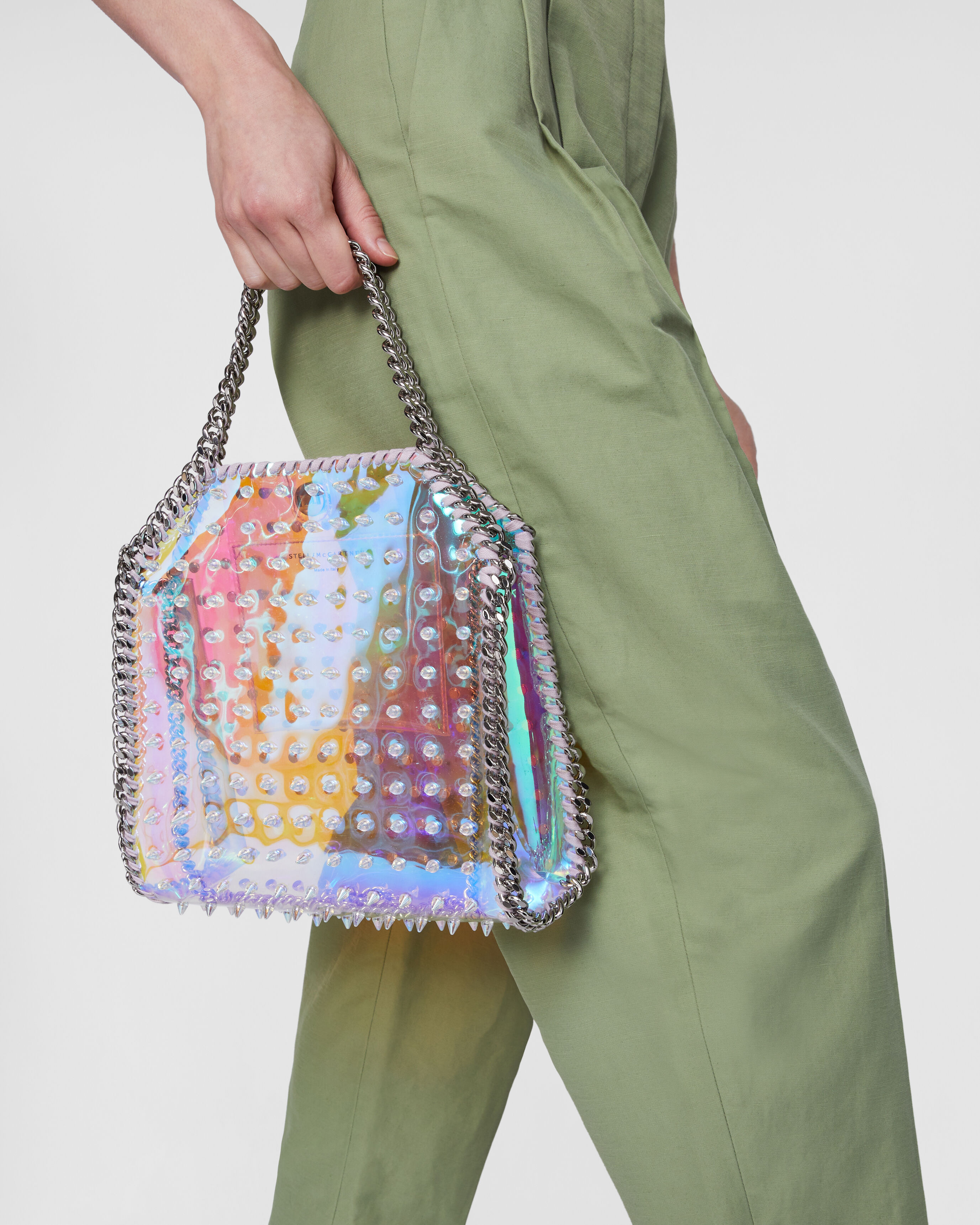 Women Iridescent Falabella Mini Holographic Spike Tote Stella McCartney GB