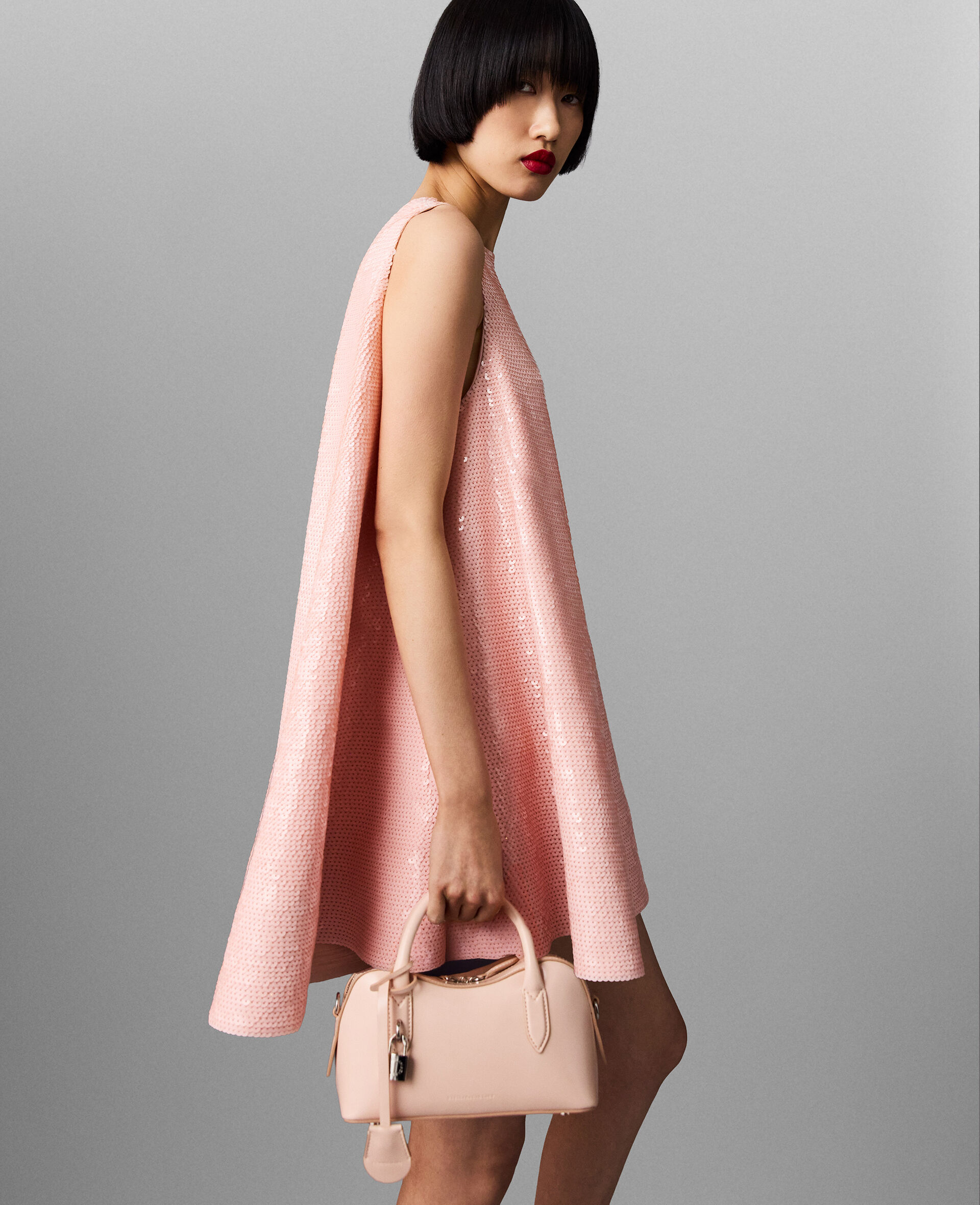 Sequin-Embellished A-Line Mini Dress-Pink-large image number 2