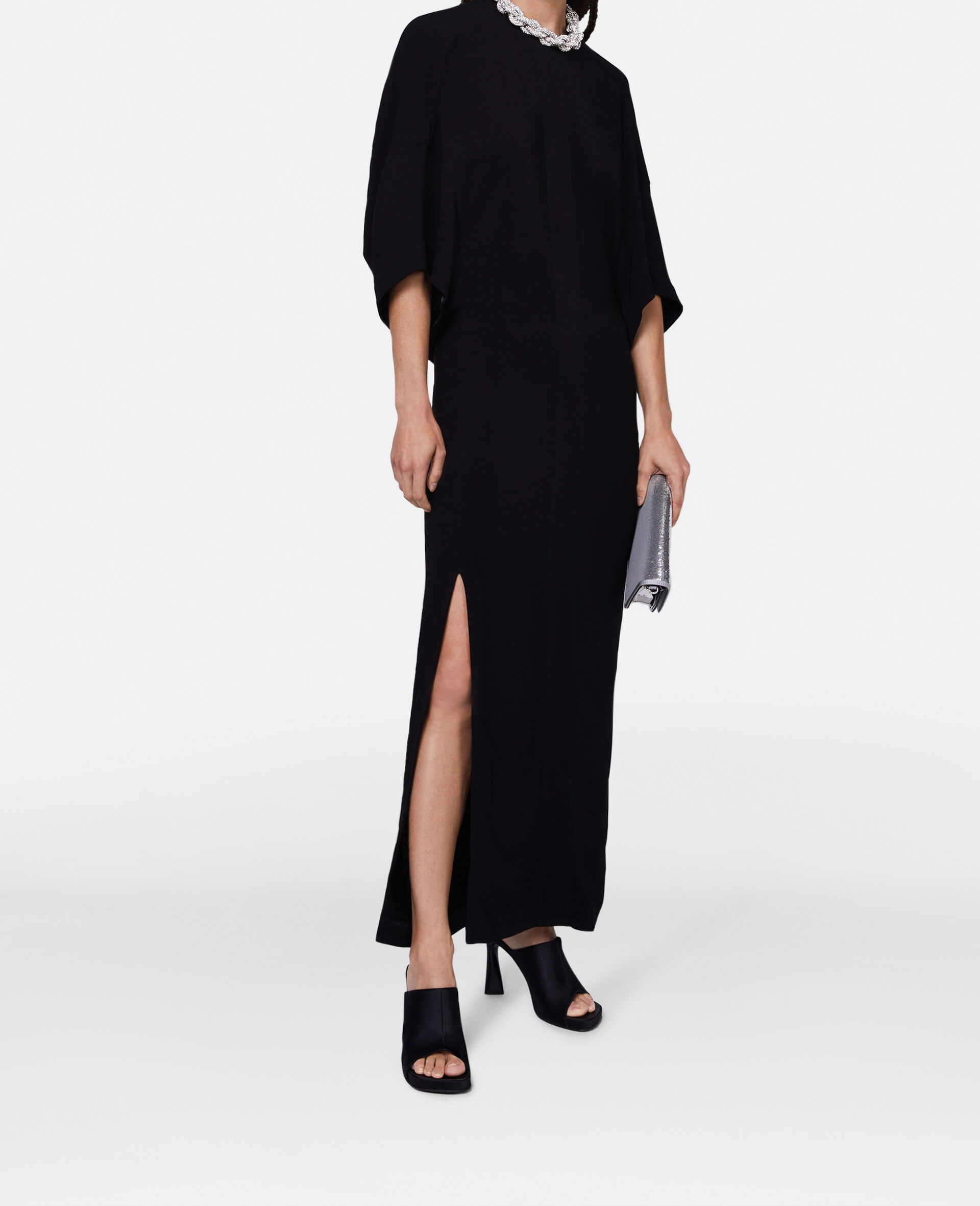 Falabella Crystal Chain Maxi Dress-Black-model