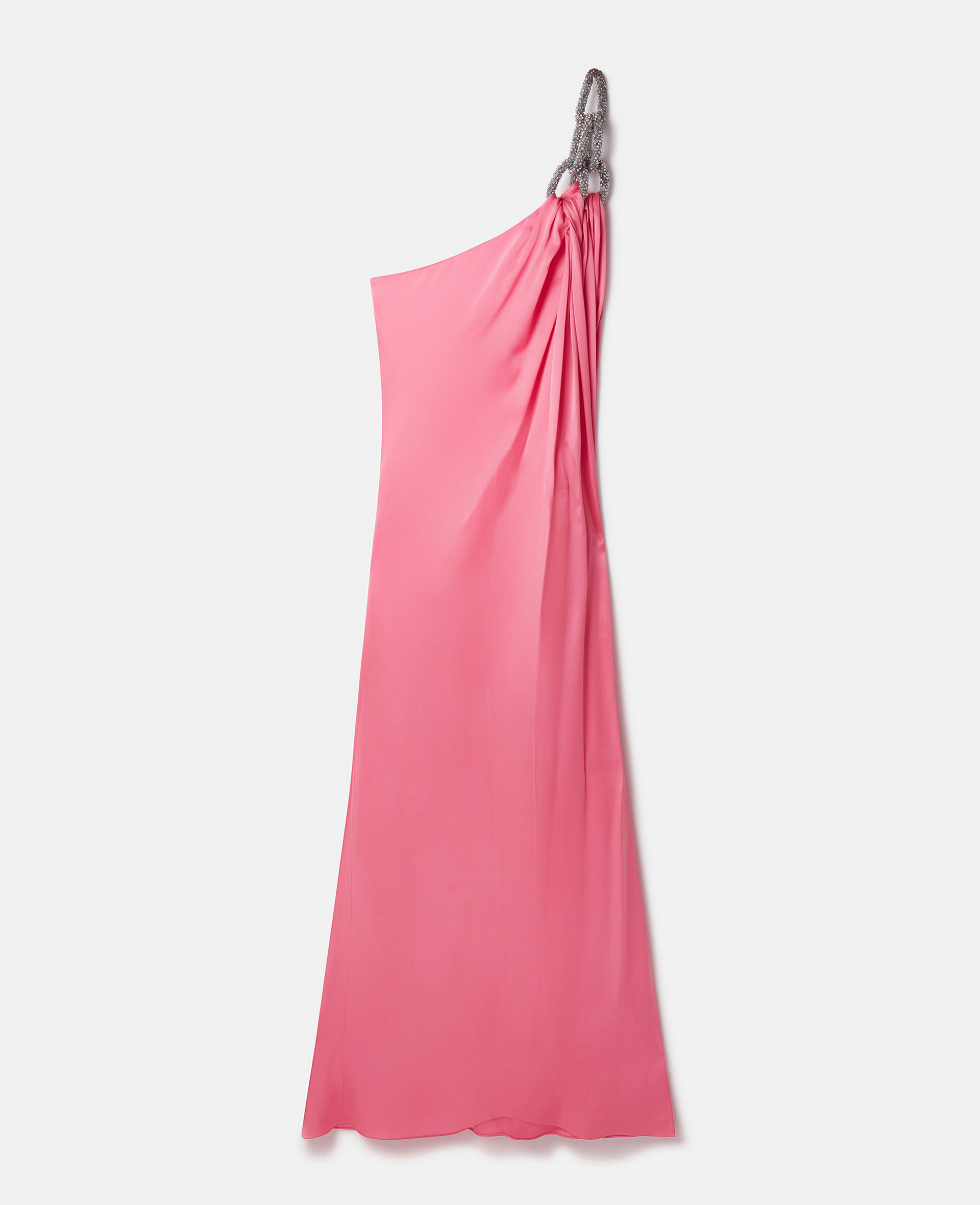 Falabella水晶链条双层缎面单肩礼裙-粉色-medium
