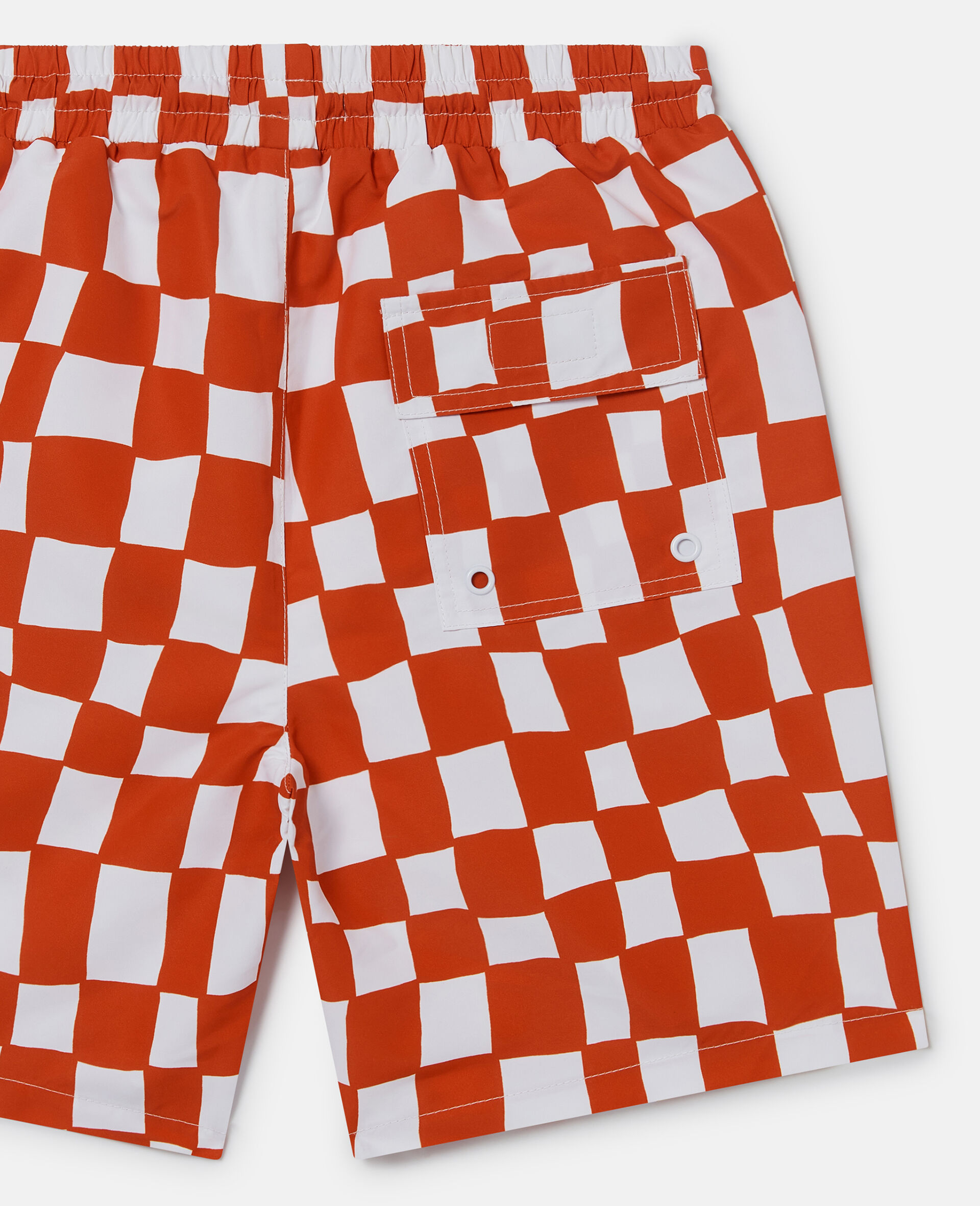 Brand Initial Check Swim Shorts-Red-large image number 3