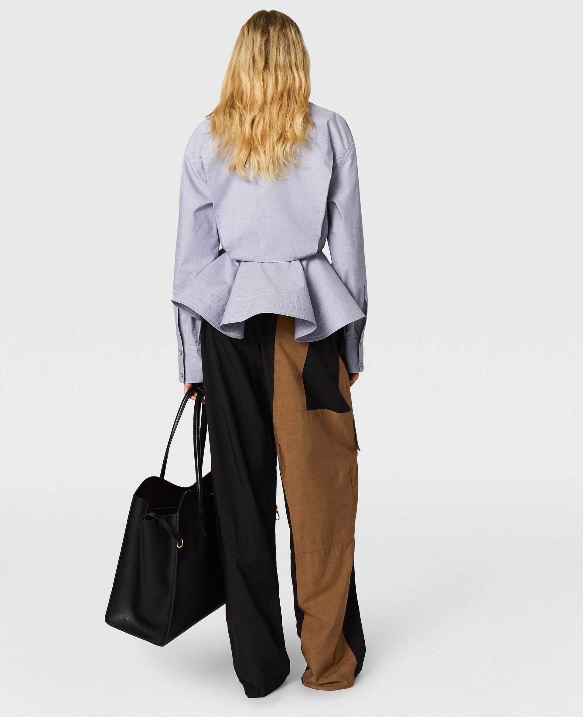 Pantaloni Cargo in Cotone Lavato-Nero-large image number 3