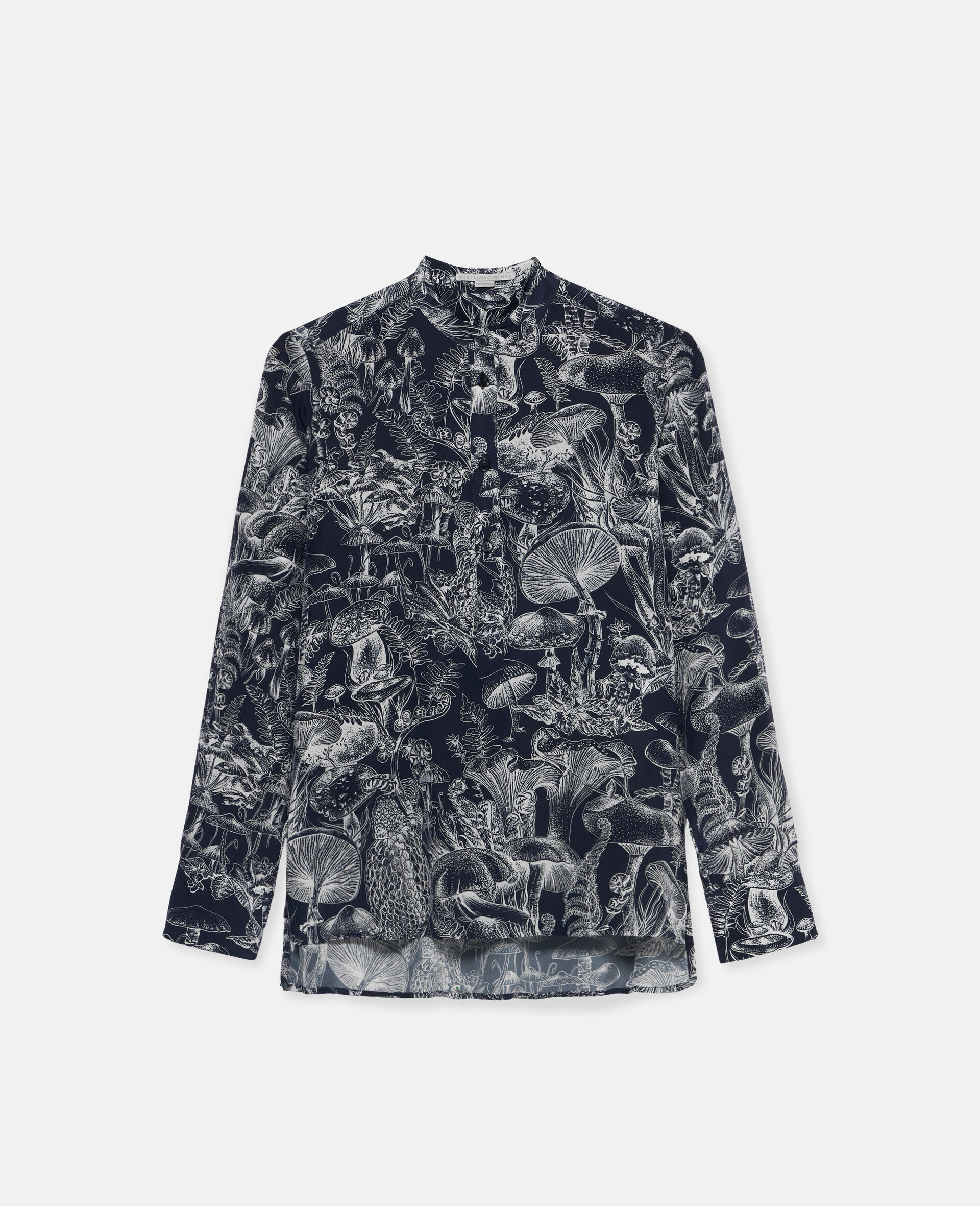 Fungi Forest Print Silk Shirt -Multicolour-medium