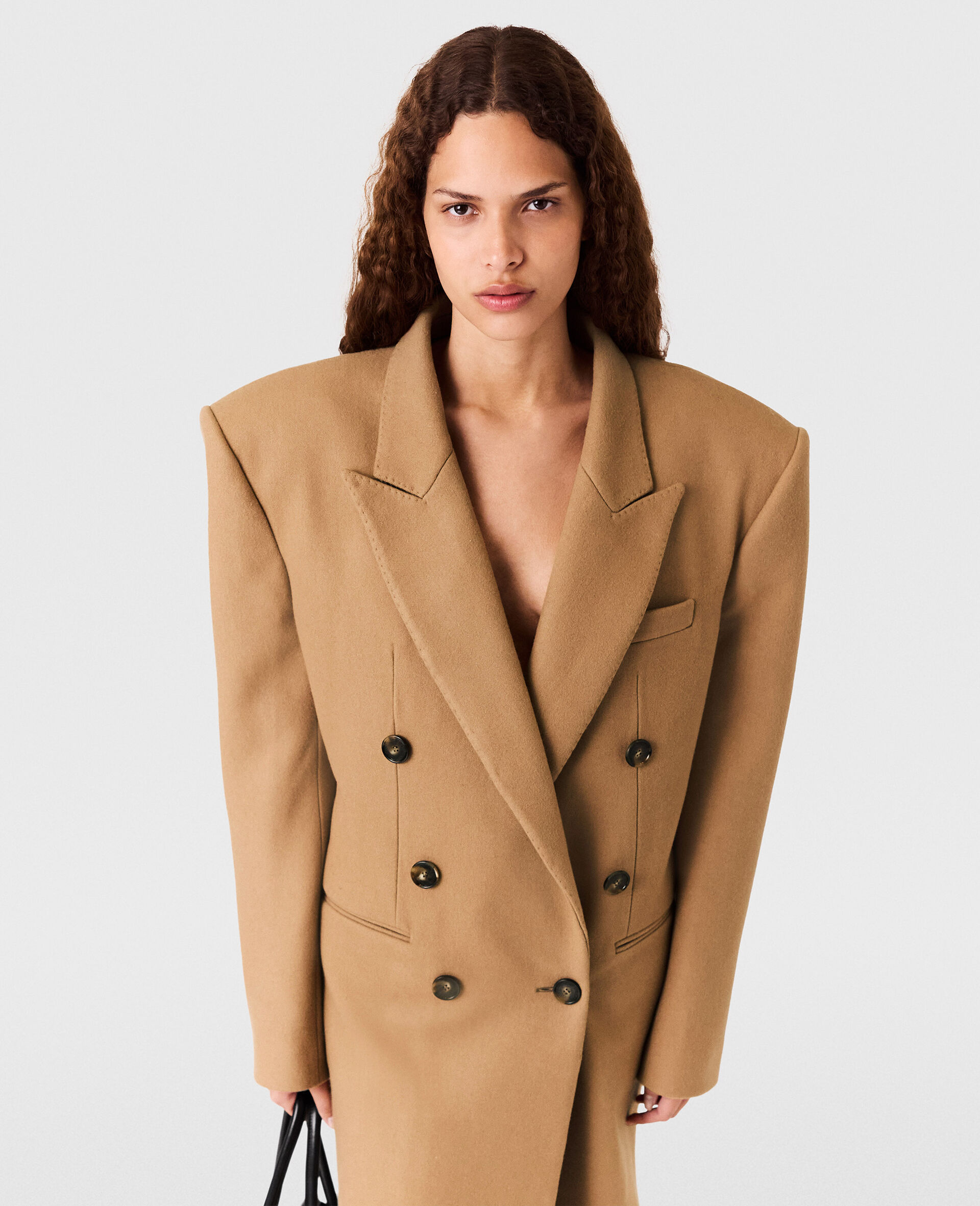 Double-Breasted Mid-Length Coat-Brown-large image number 3