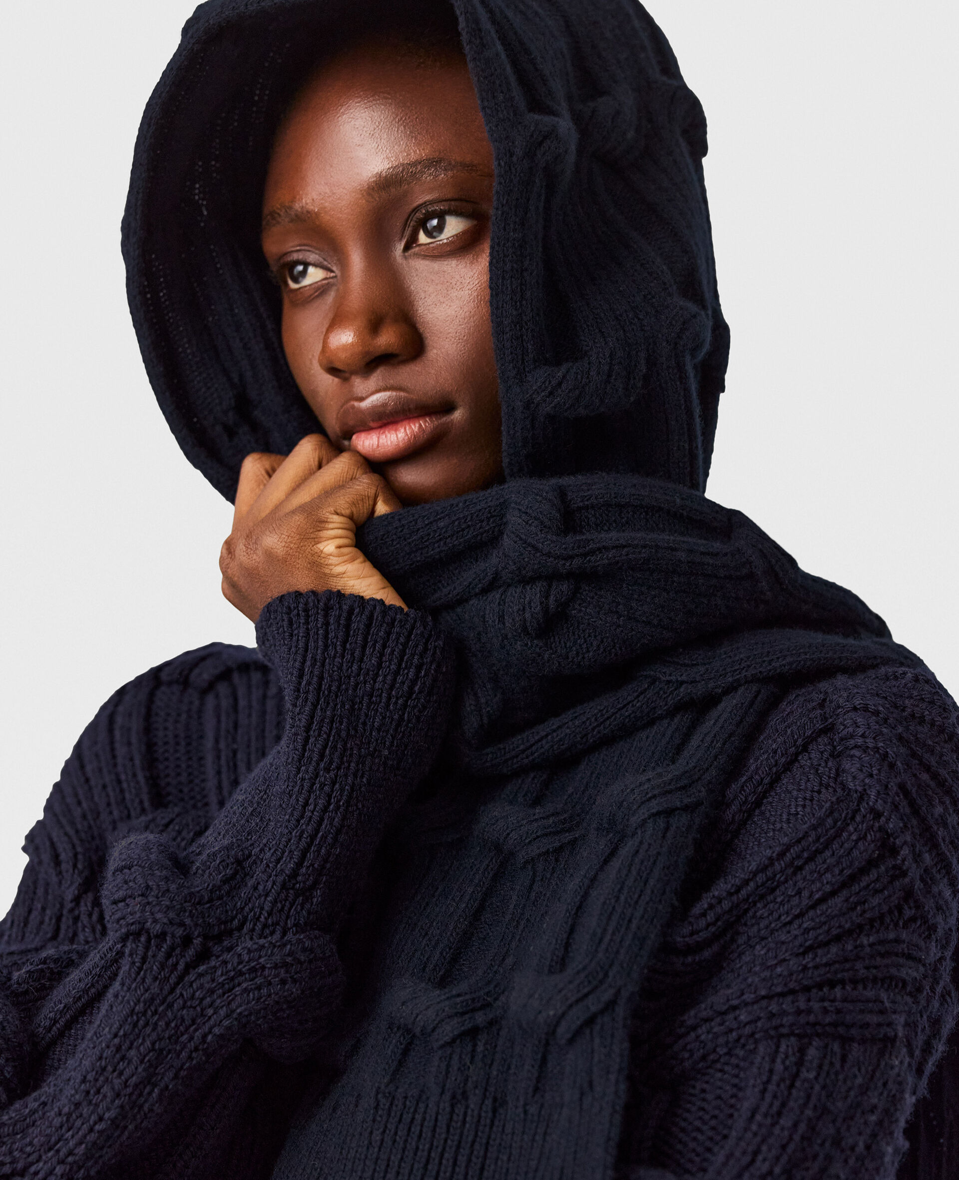 Falabella Cable-Knit Scarf-Blue-medium