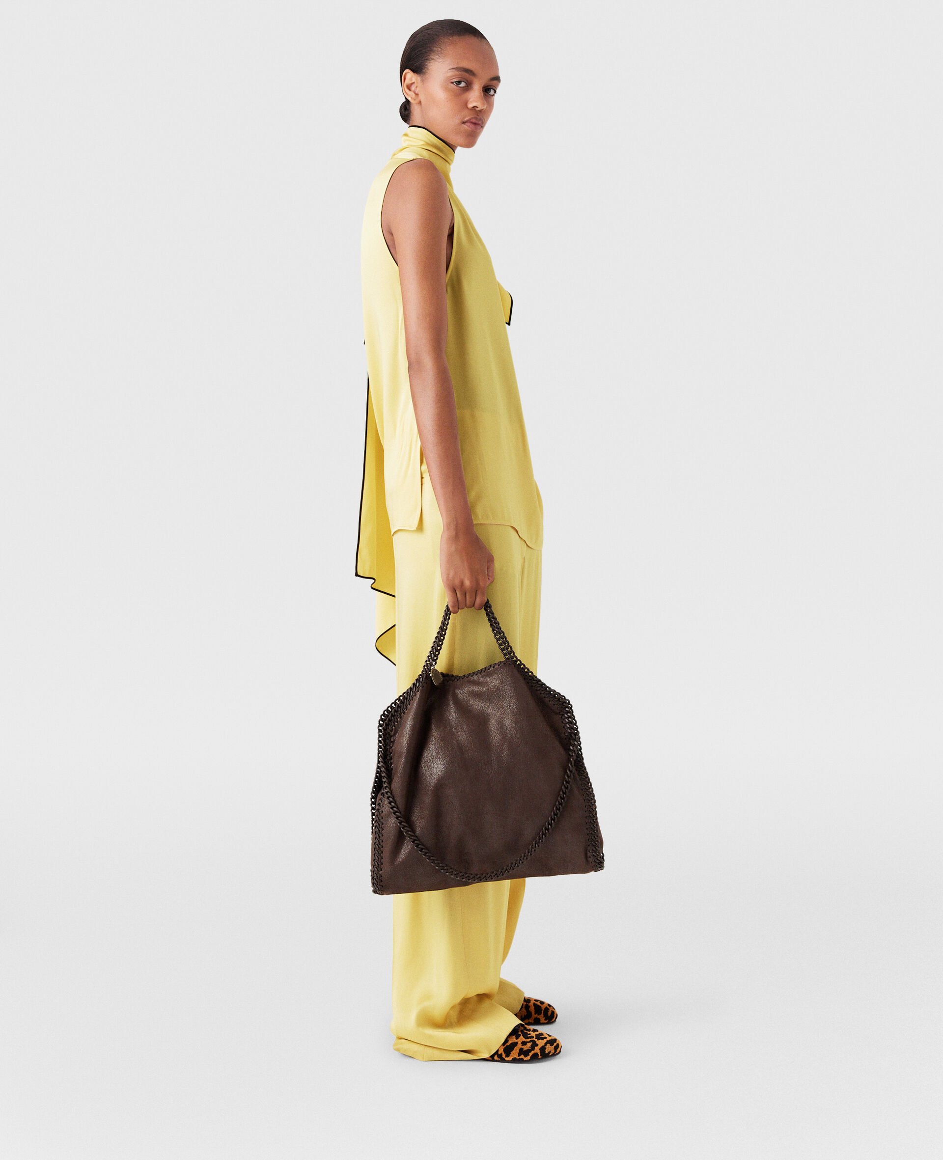 Falabella Fold-Over Enamel Tote Bag-Brown-large image number 5