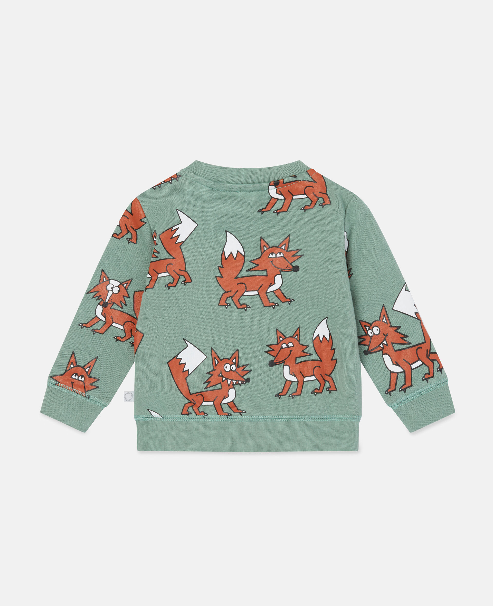 Cotton Fox Print Sweatshirt-Green-large image number 3