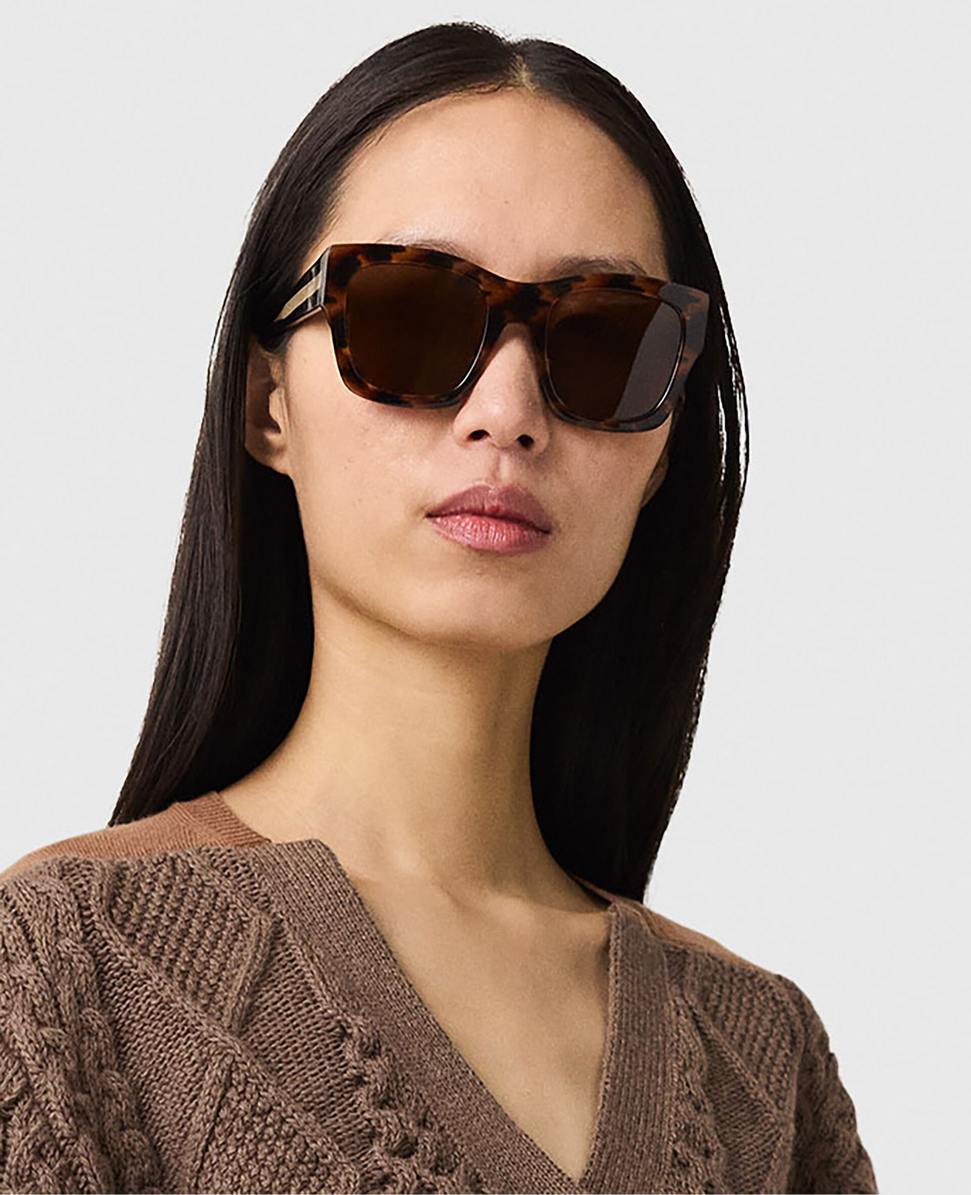 Lunettes de soleil carrees avec logo-Marron-medium