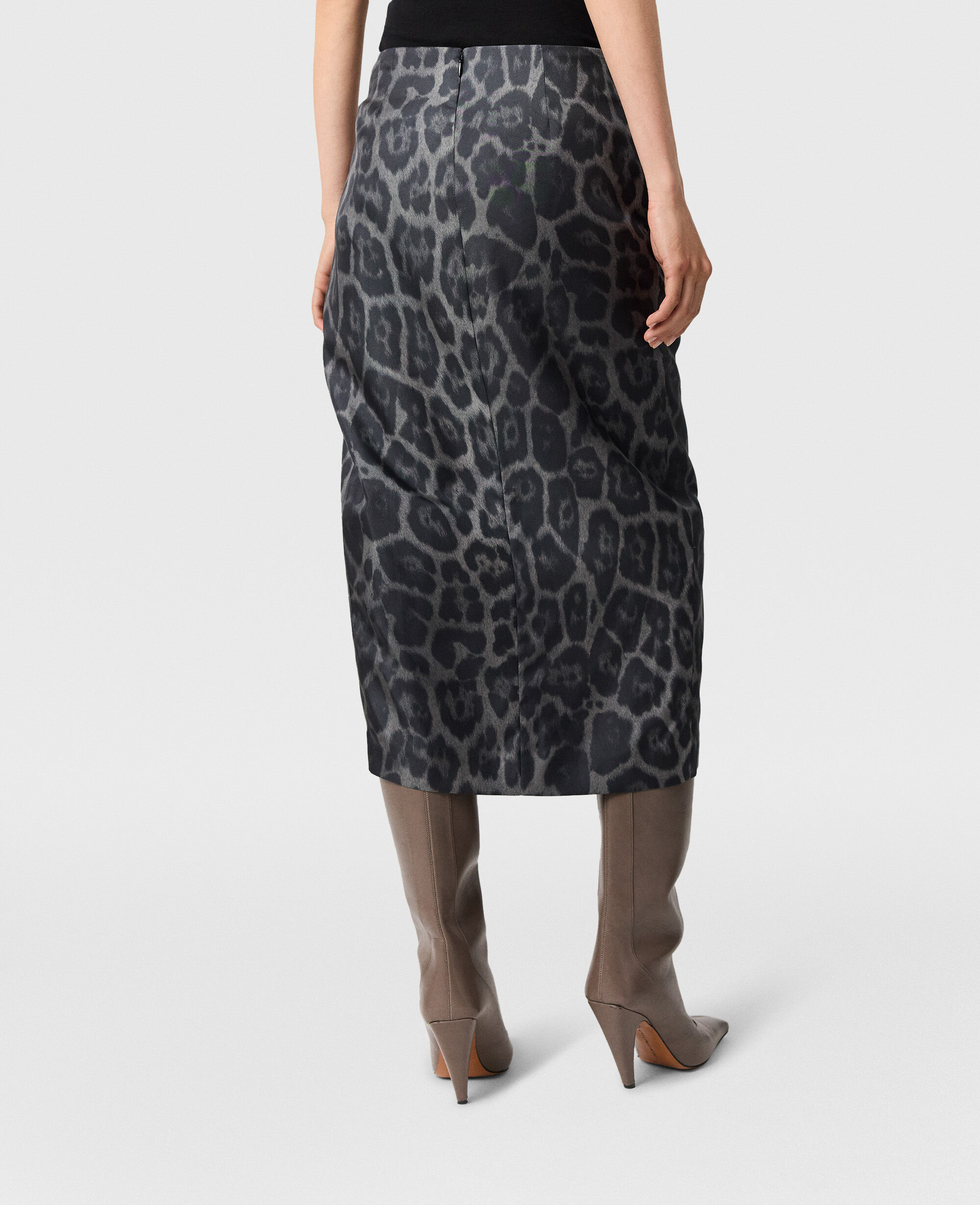 スカート STELLA MCCARTNEY LEOPARD MIDI SKIRT WITH KNOT Women Ash grey Knotted Asymmetric Leopard Midi Skirt