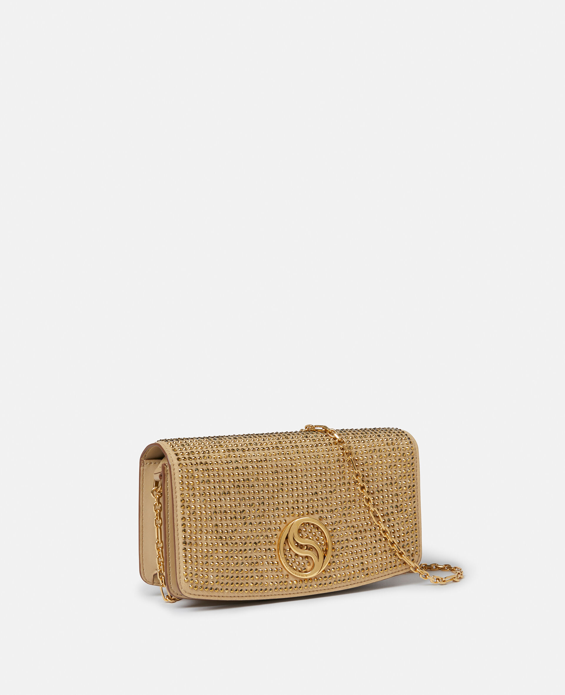 S-Wave Sequinned Wallet on Strap-Gold-medium