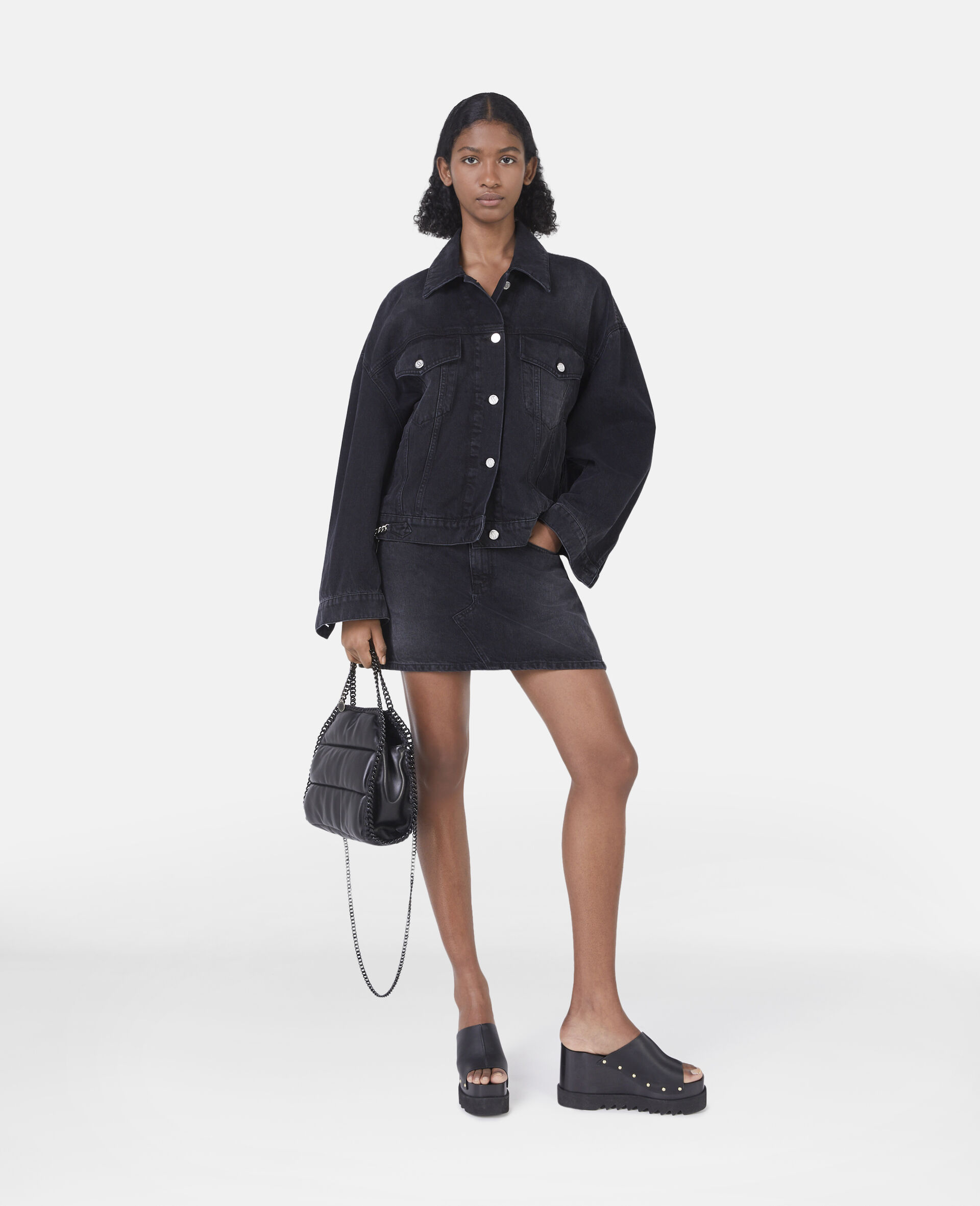Falabella Denim Mini Skirt-Black-model