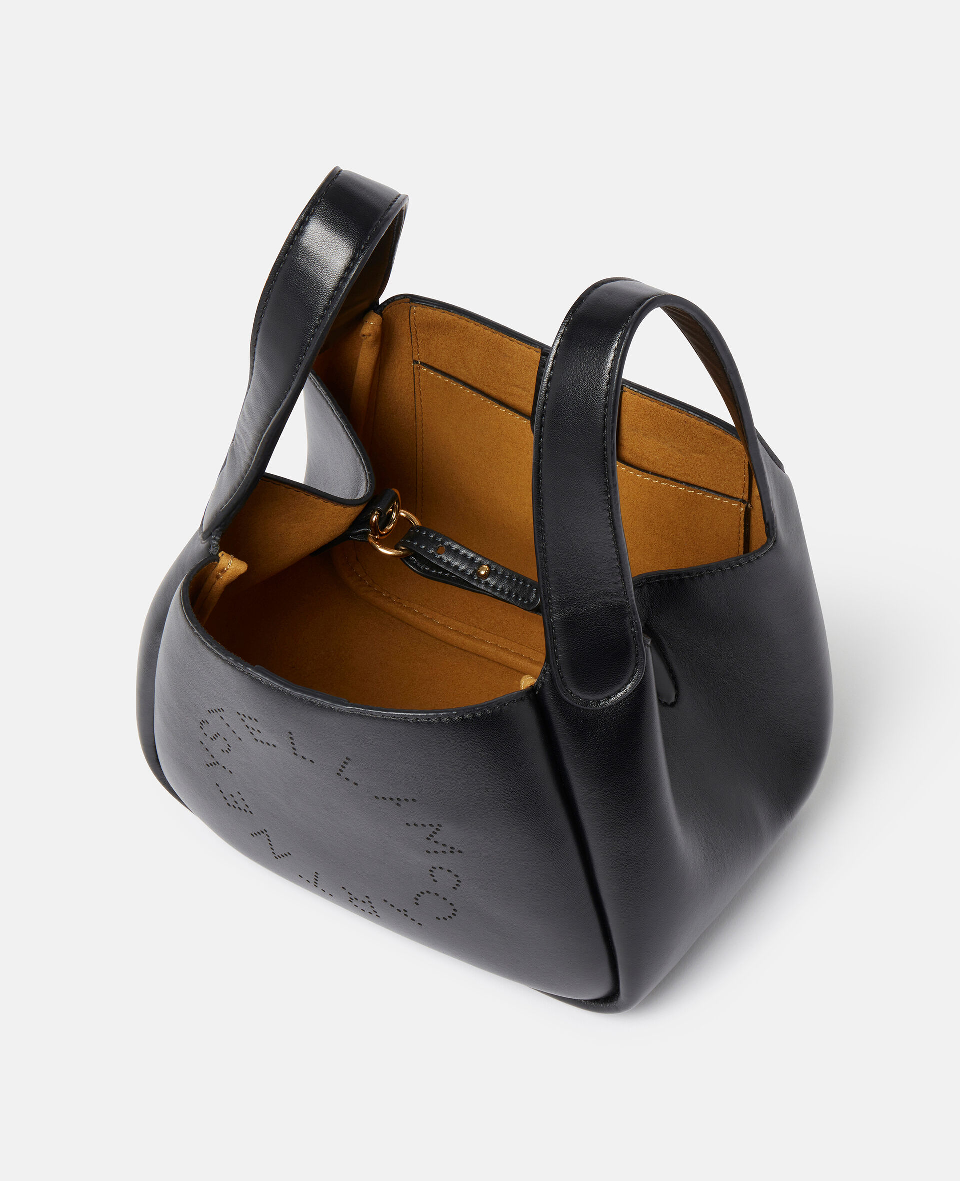 Logo Double Top Handle Crossbody Bag -Black-large image number 4