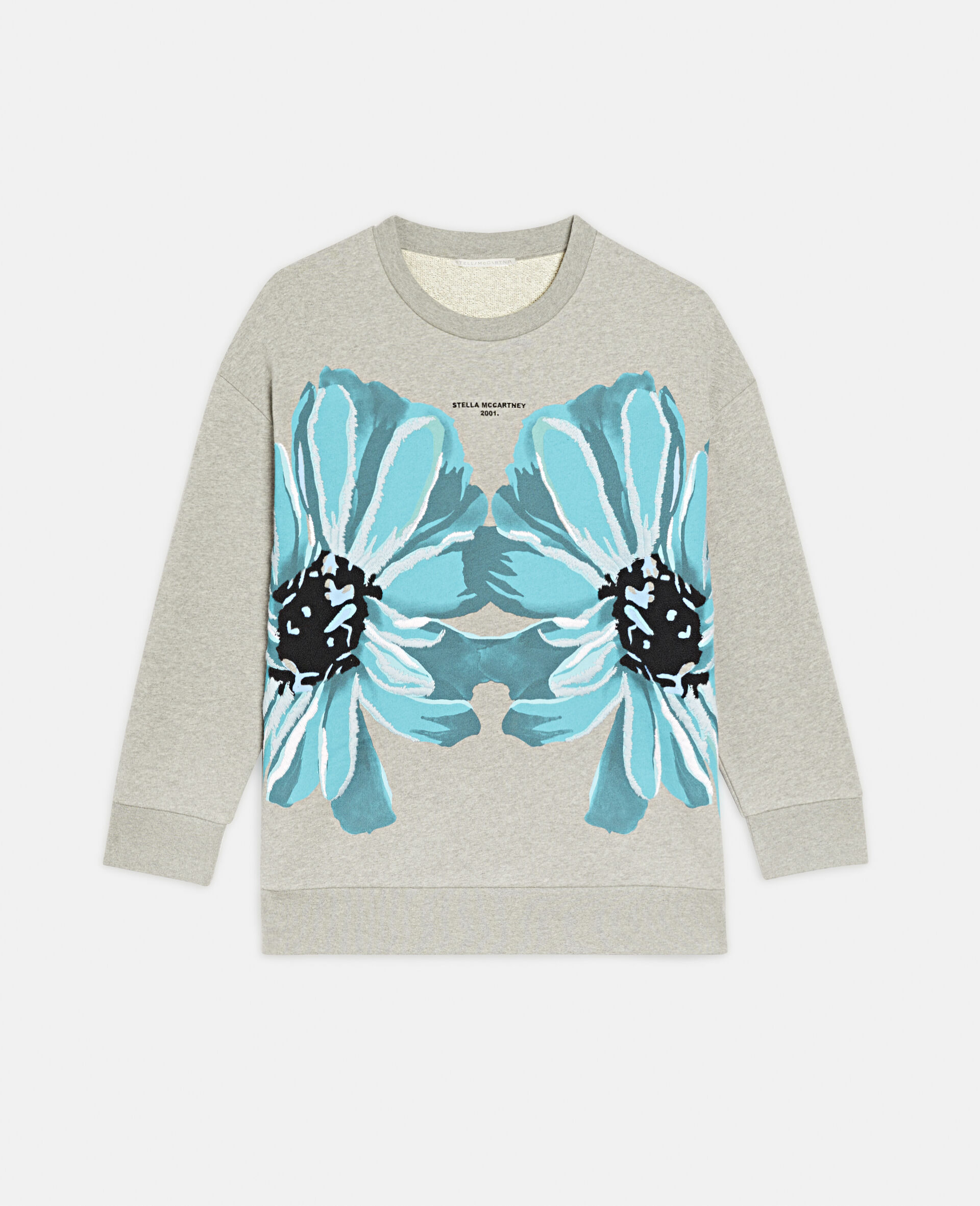 Floral Embroidered Sweatshirt-Grey-large