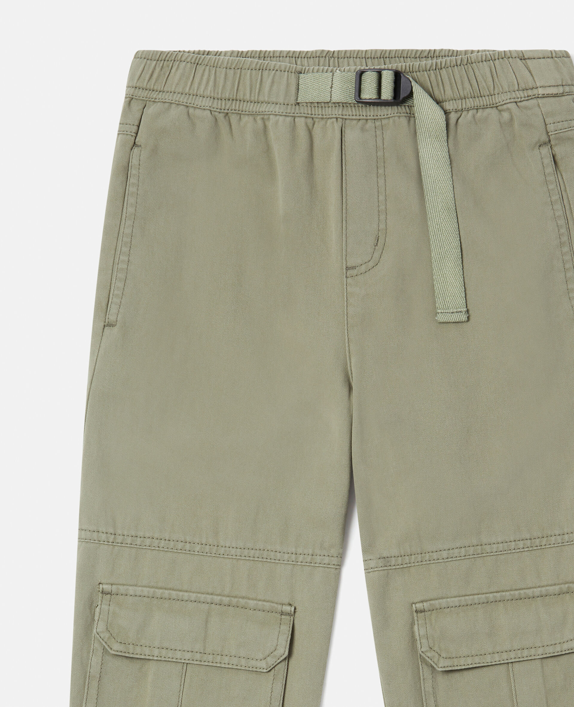 Cotton Twill Cargo Trousers-Green-large image number 1