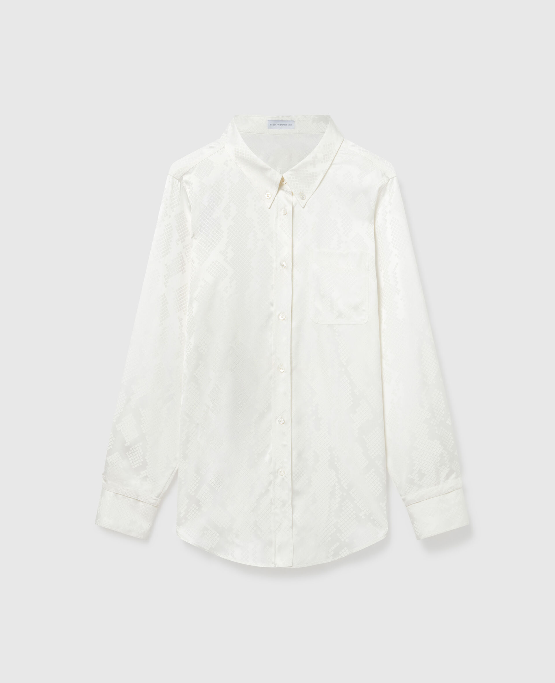 Snake Print Long-Sleeve Shirt-White-large image number 0
