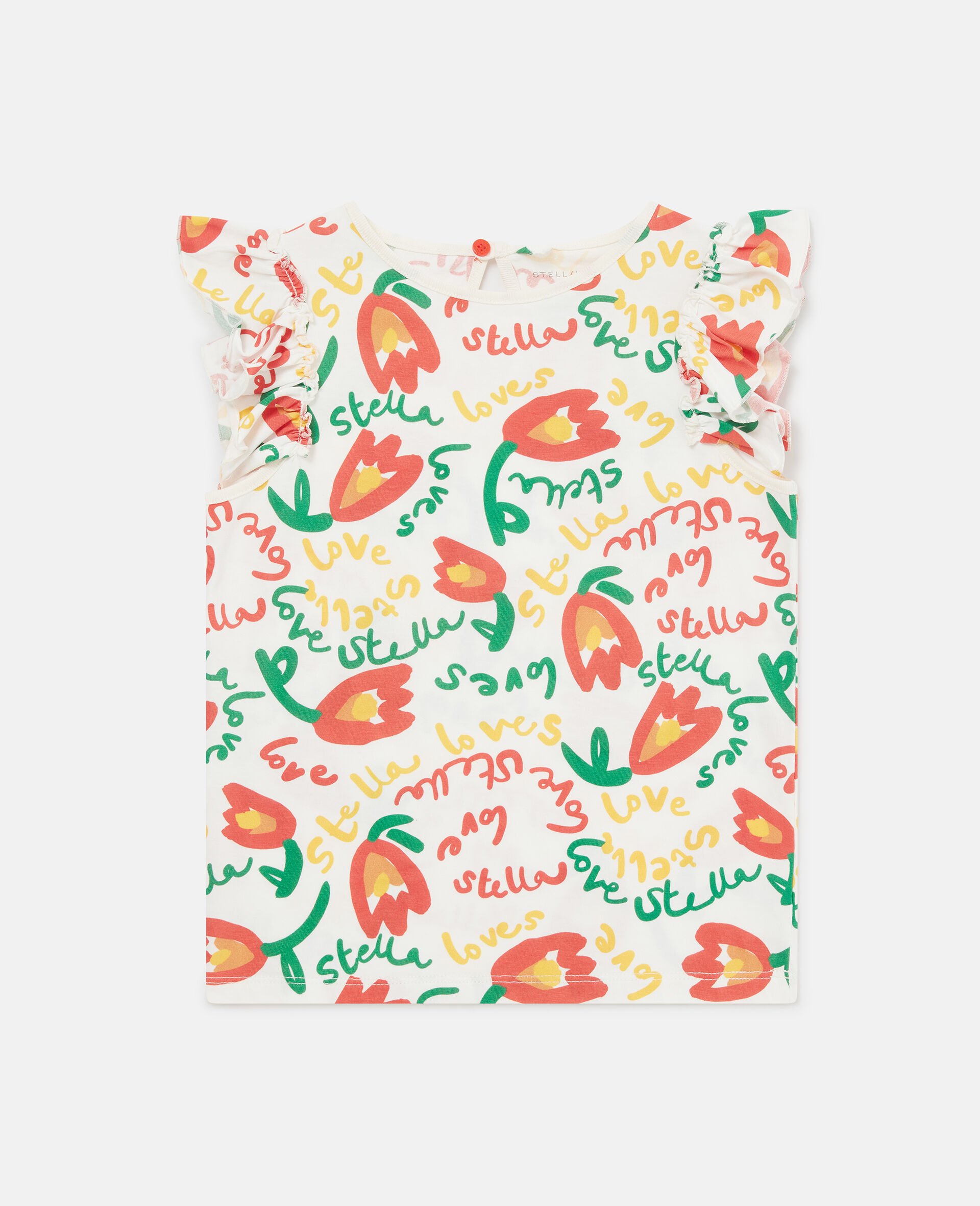 Floral Print Jersey Dress-White-medium