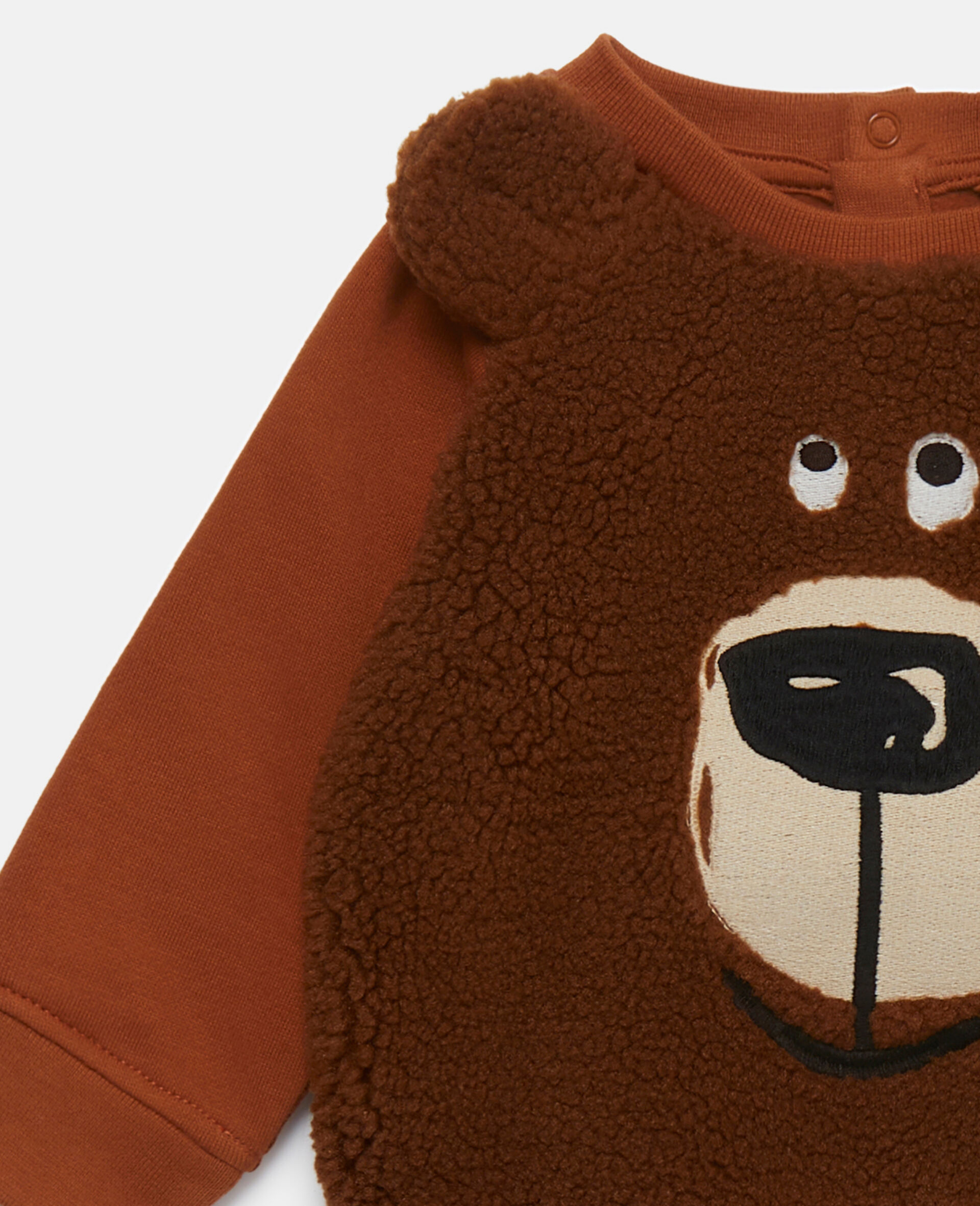 Bear Print Fleece Sweatshirt-Brown-large Bear Print Fleece Sweatshirt-Brown-large image number 1
