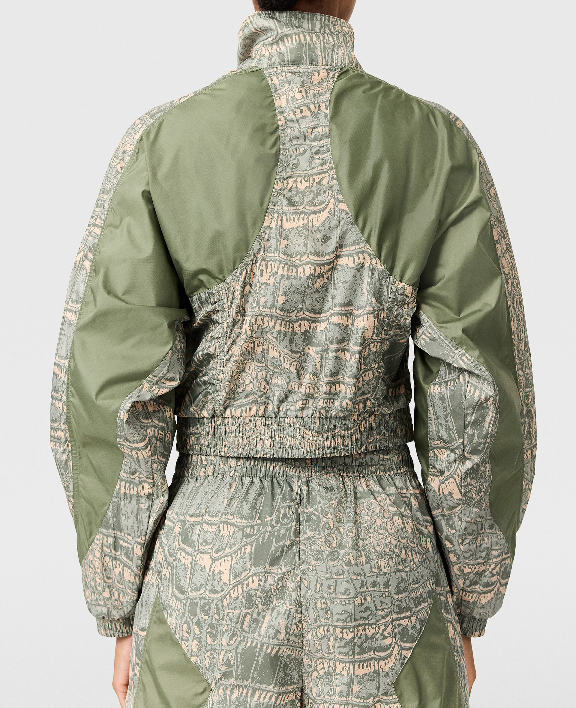 漏斗领图案印花运动夹克-米色-large image number 4