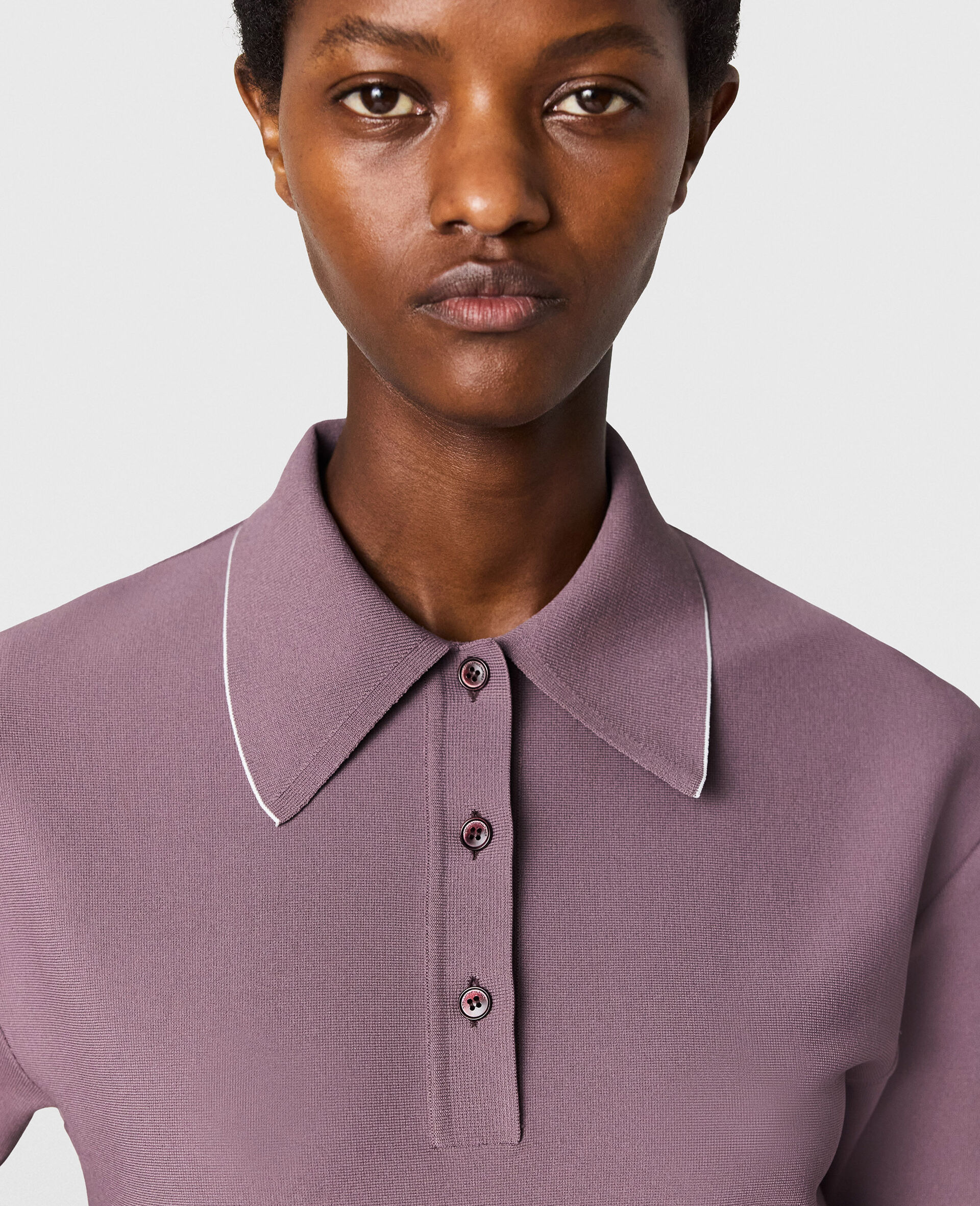 Polo a basque en maille compacte-Bleu-large image number 3