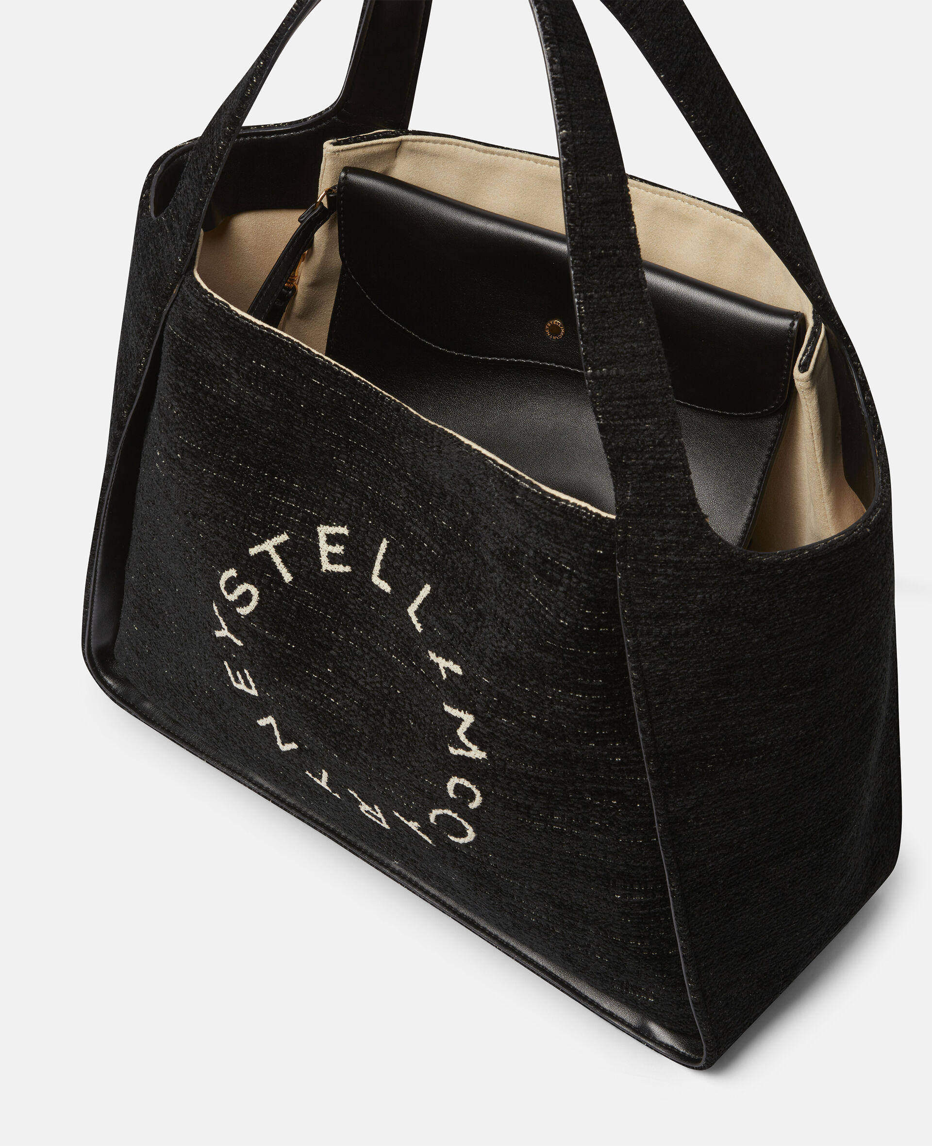 Stella Logo Chenille Jacquard Tote Bag-Black-large image number 2