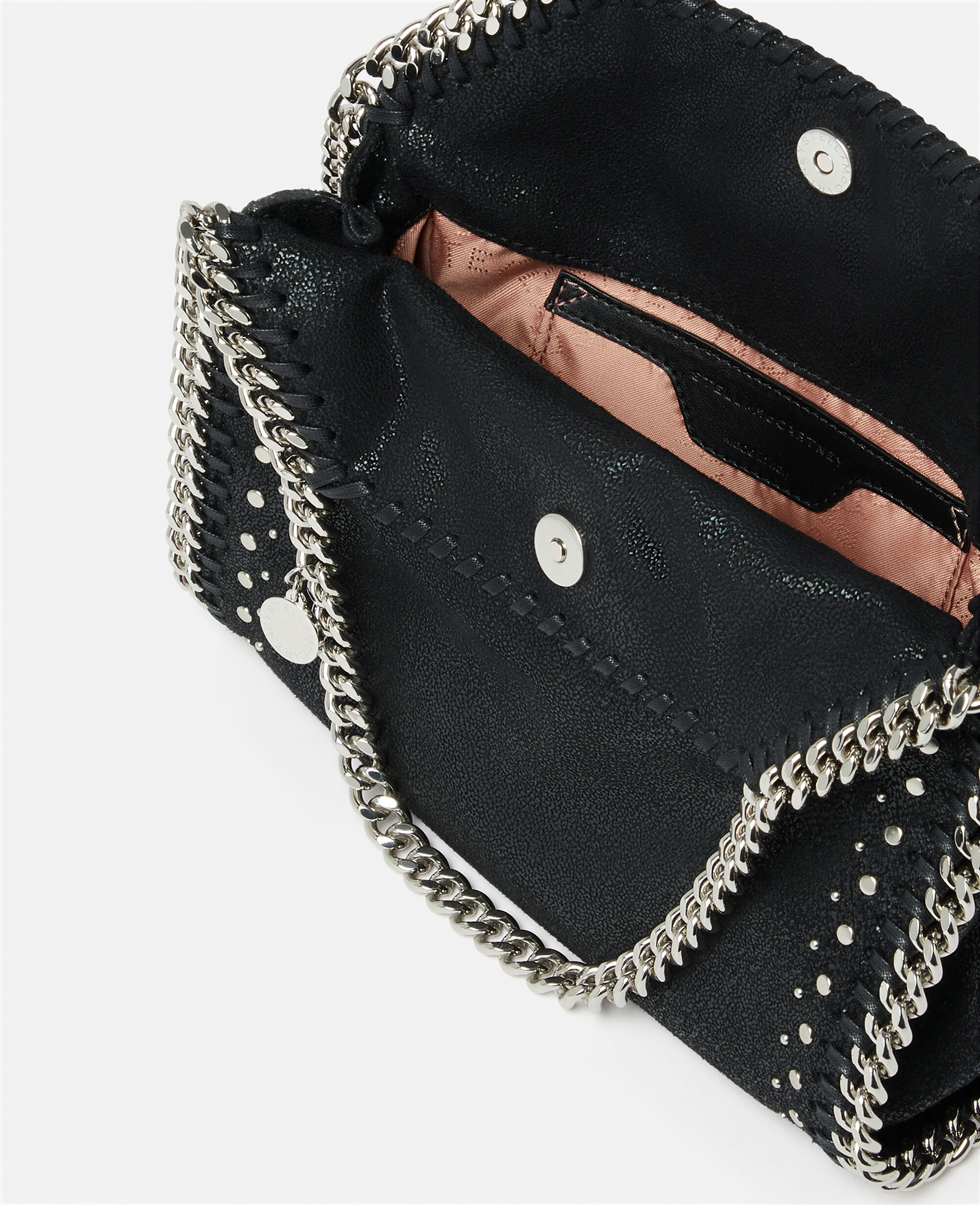 Women Pitch black Falabella Studded Mini Tote Bag | Stella